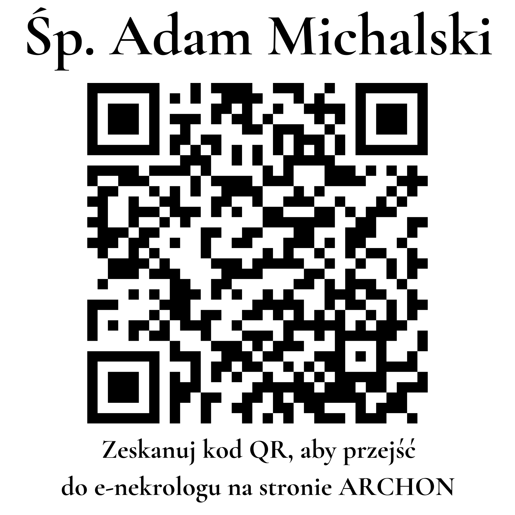 Kod QR do nekrologu Adam Michalski