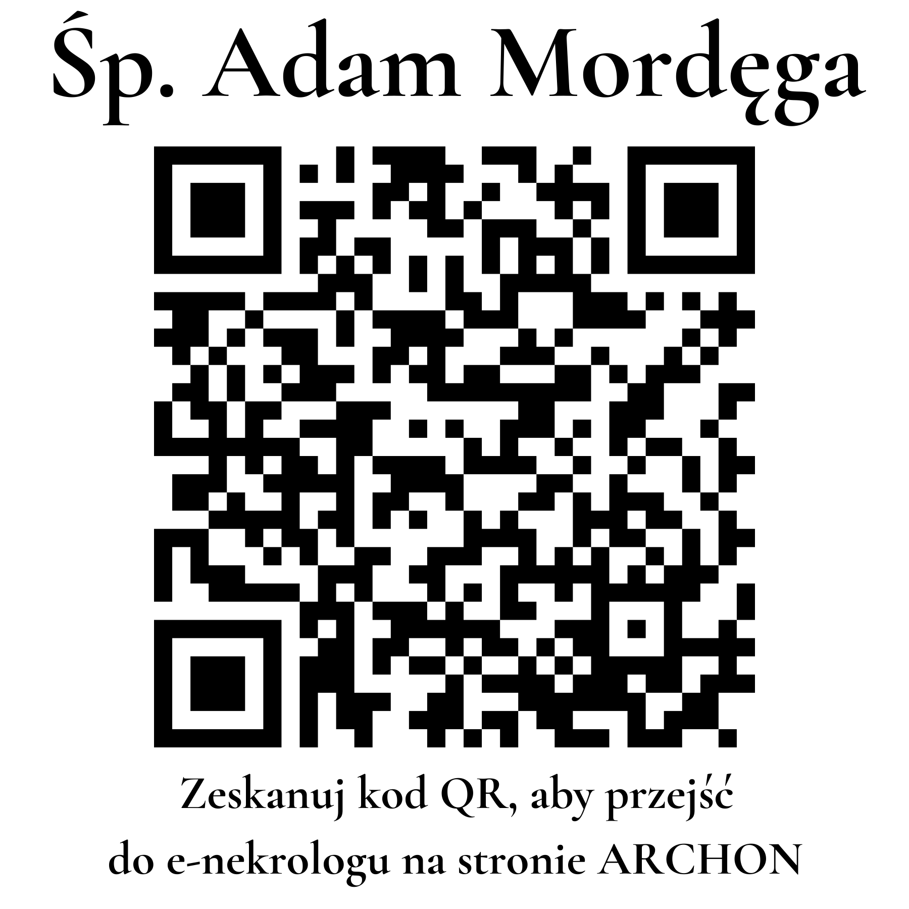 Kod QR do nekrologu Adam Mordęga