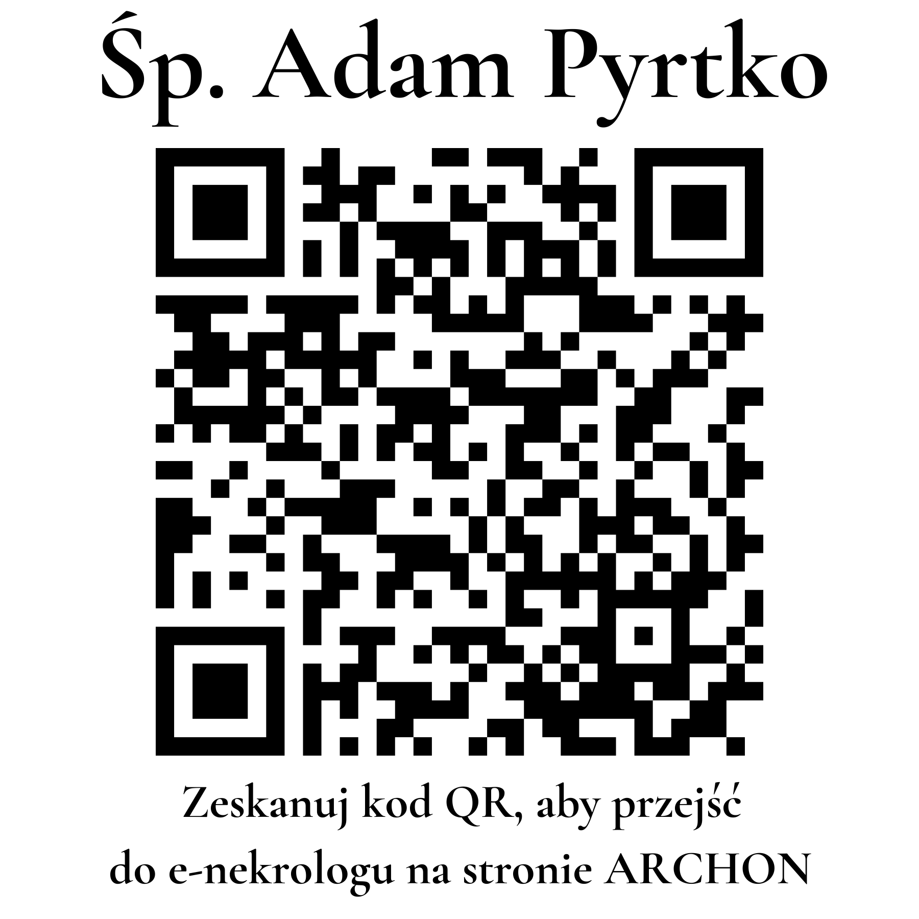 Kod QR do nekrologu Adam Pyrtko