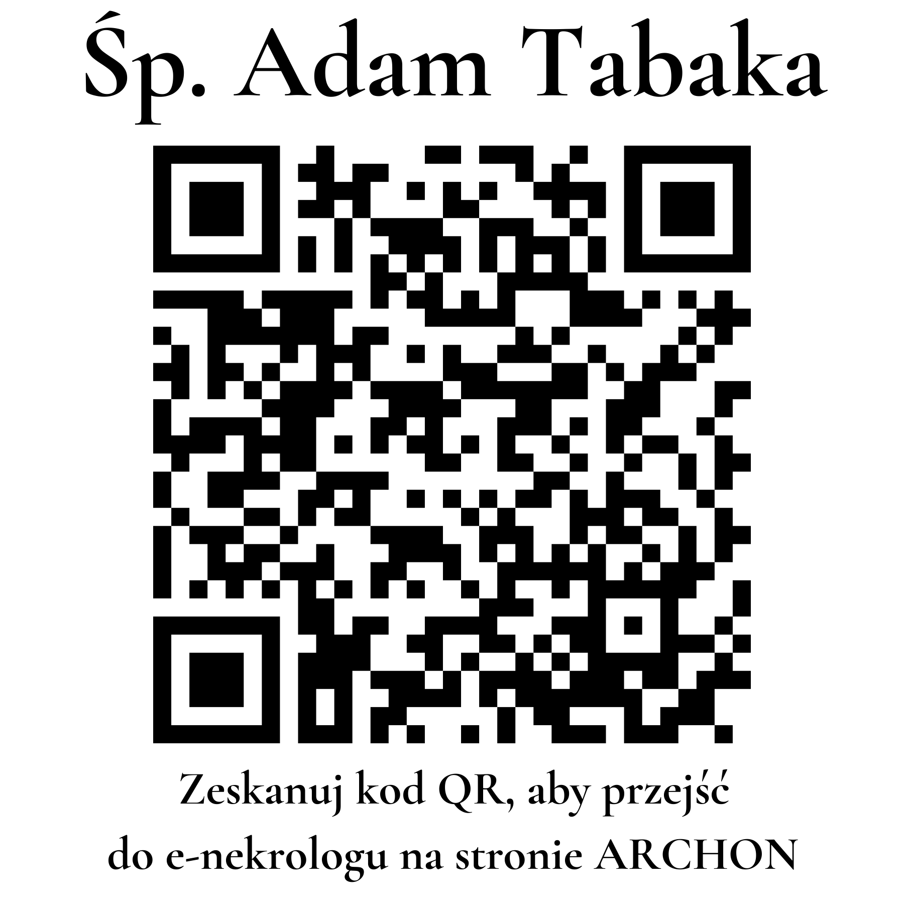 Kod QR do nekrologu Adam Tabaka