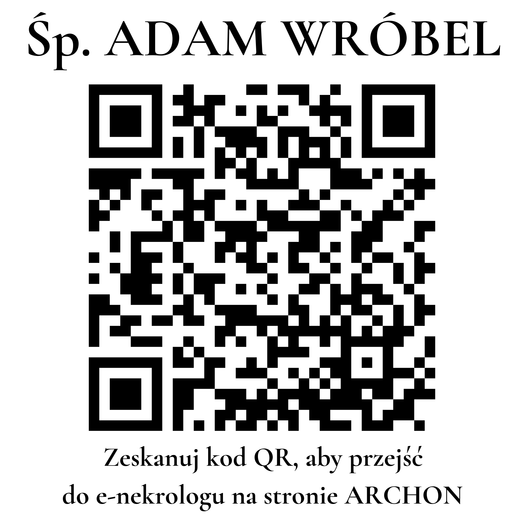 Kod QR do nekrologu ADAM WRÓBEL