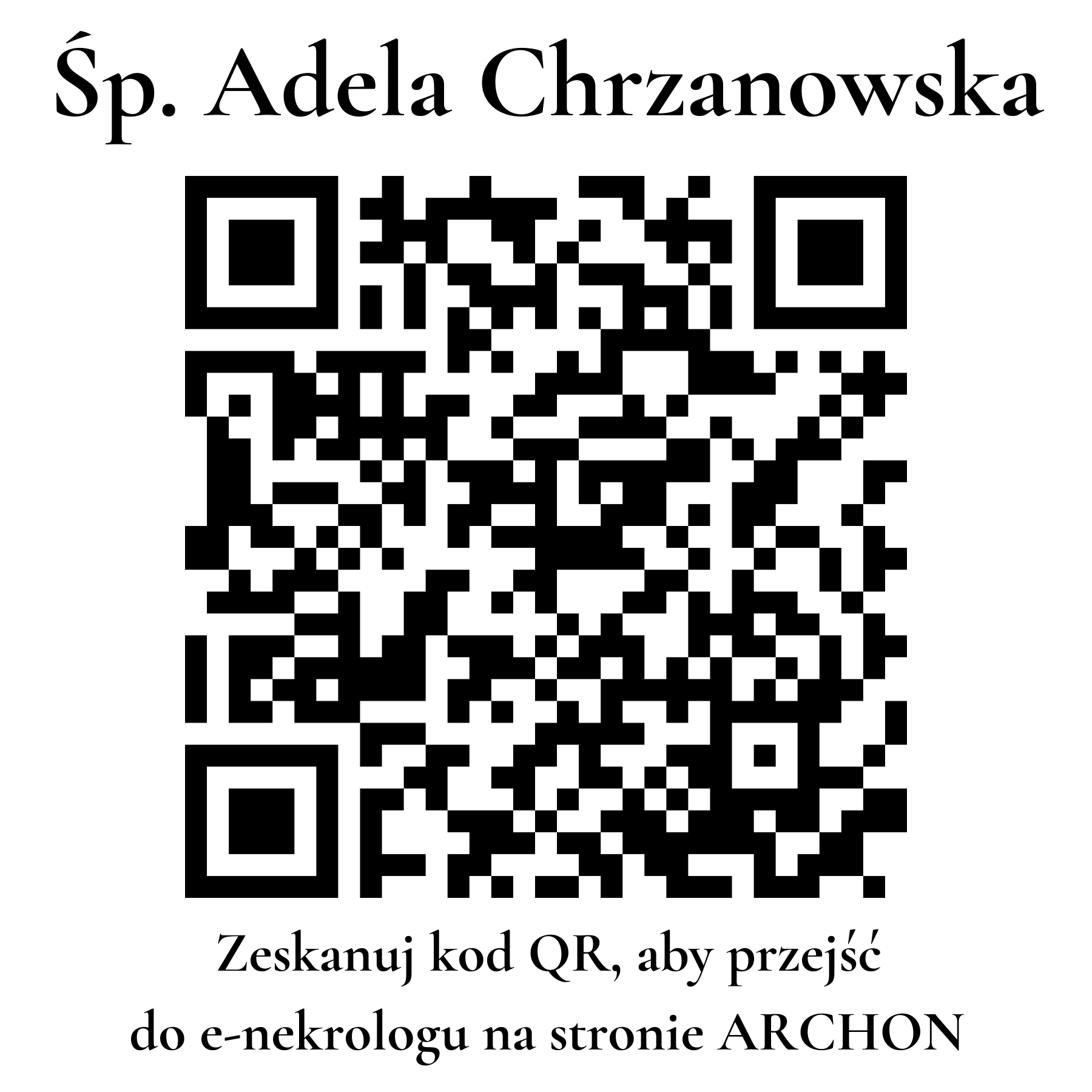 Kod QR do nekrologu Adela Chrzanowska