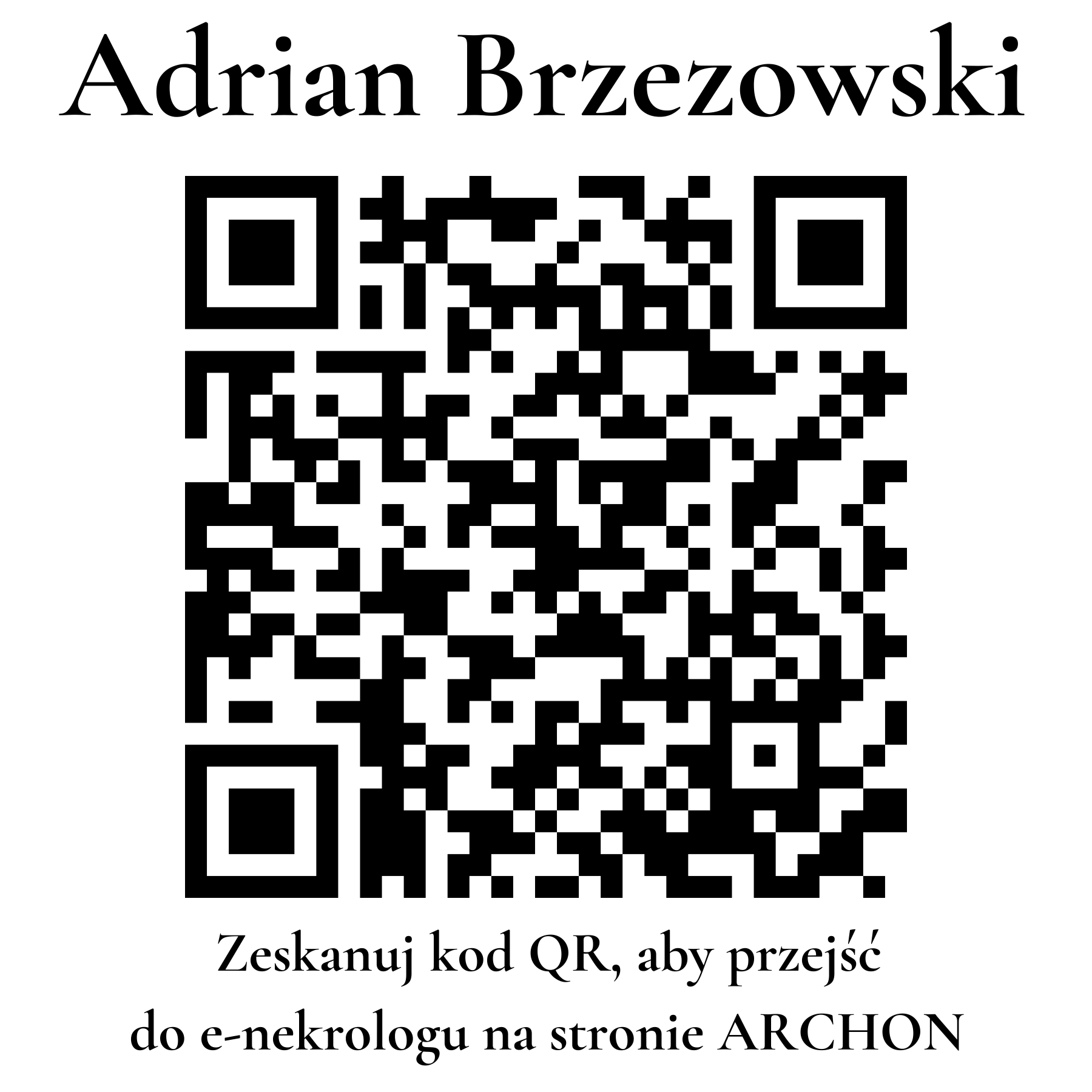 Kod QR do nekrologu Adrian Brzezowski
