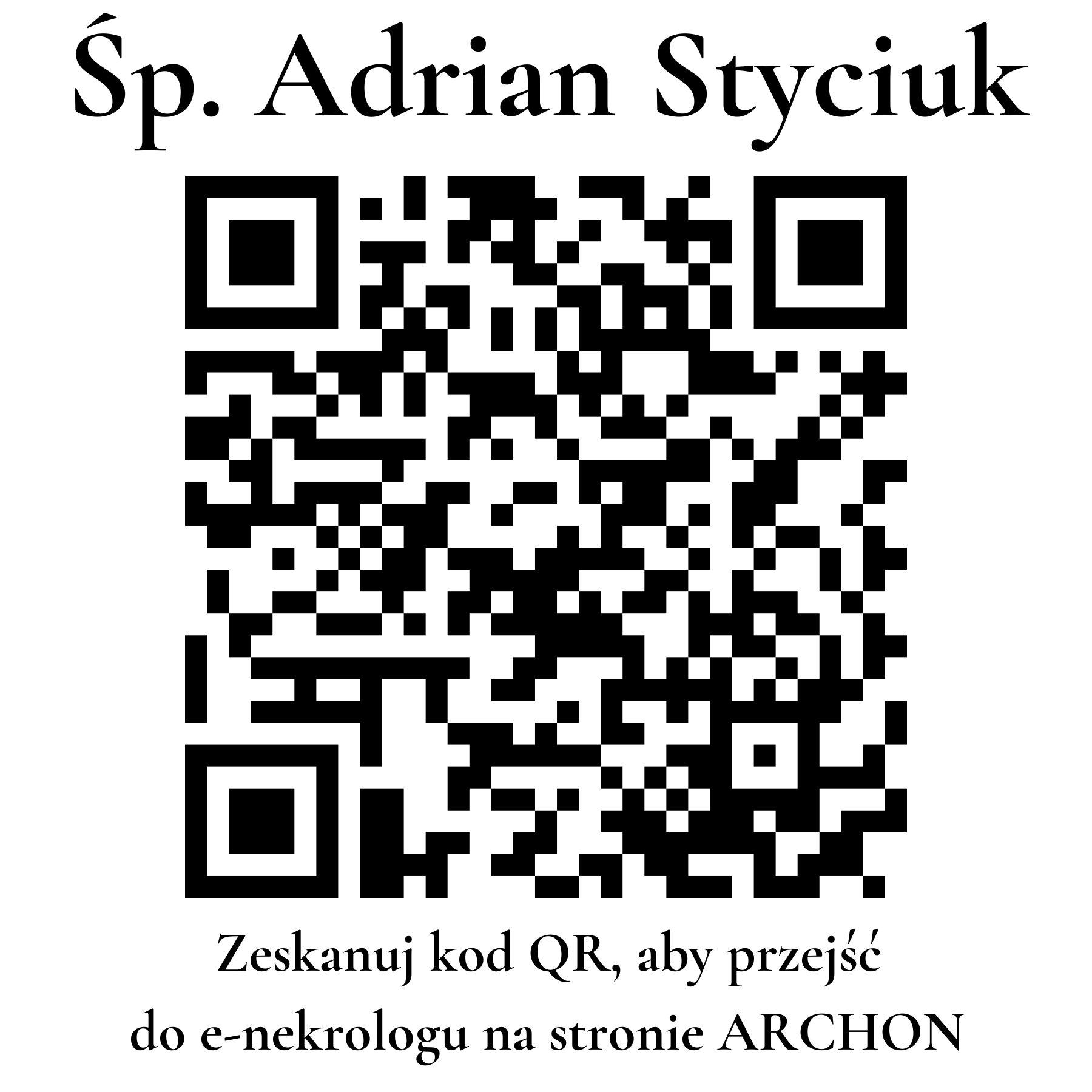 Kod QR do nekrologu Adrian Styciuk