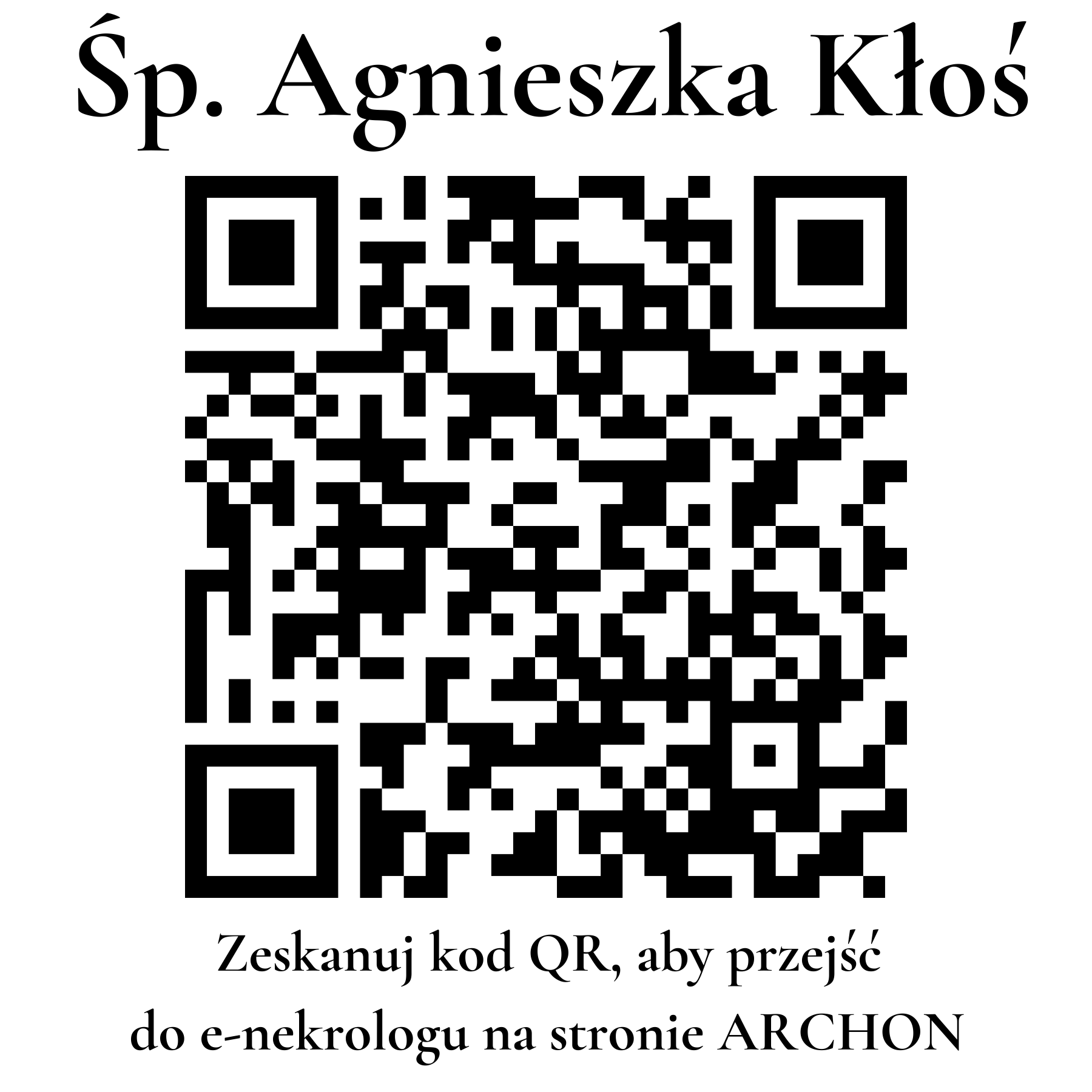 Kod QR do nekrologu Agnieszka Kłoś