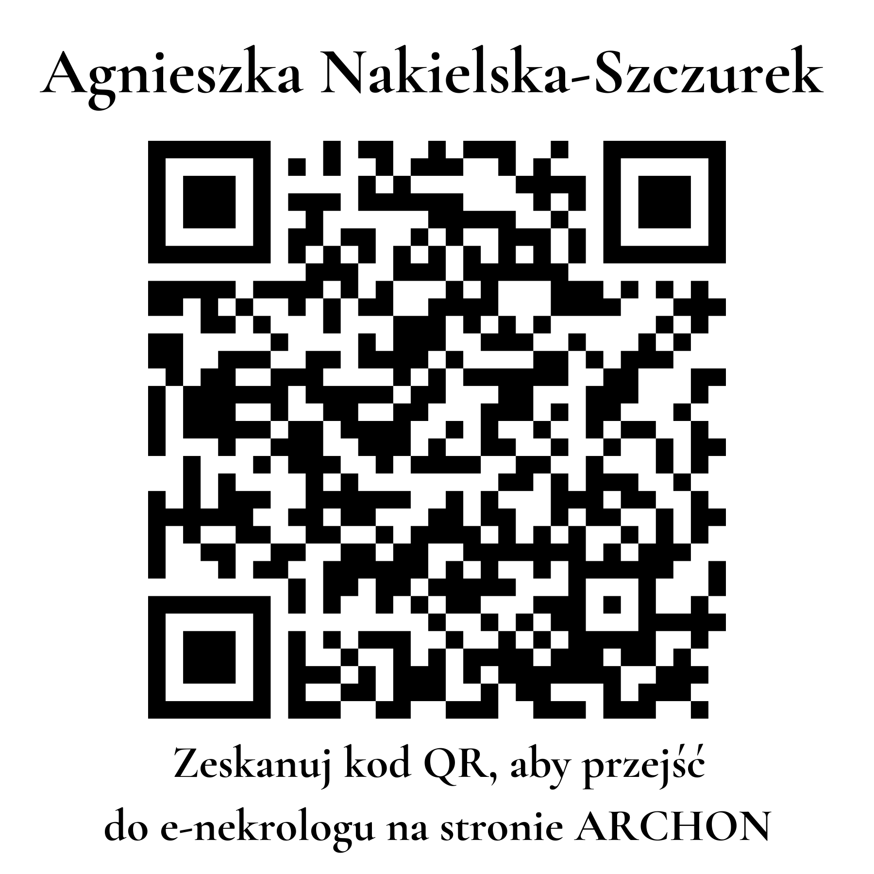 Kod QR do nekrologu Agnieszka Nakielska-Szczurek