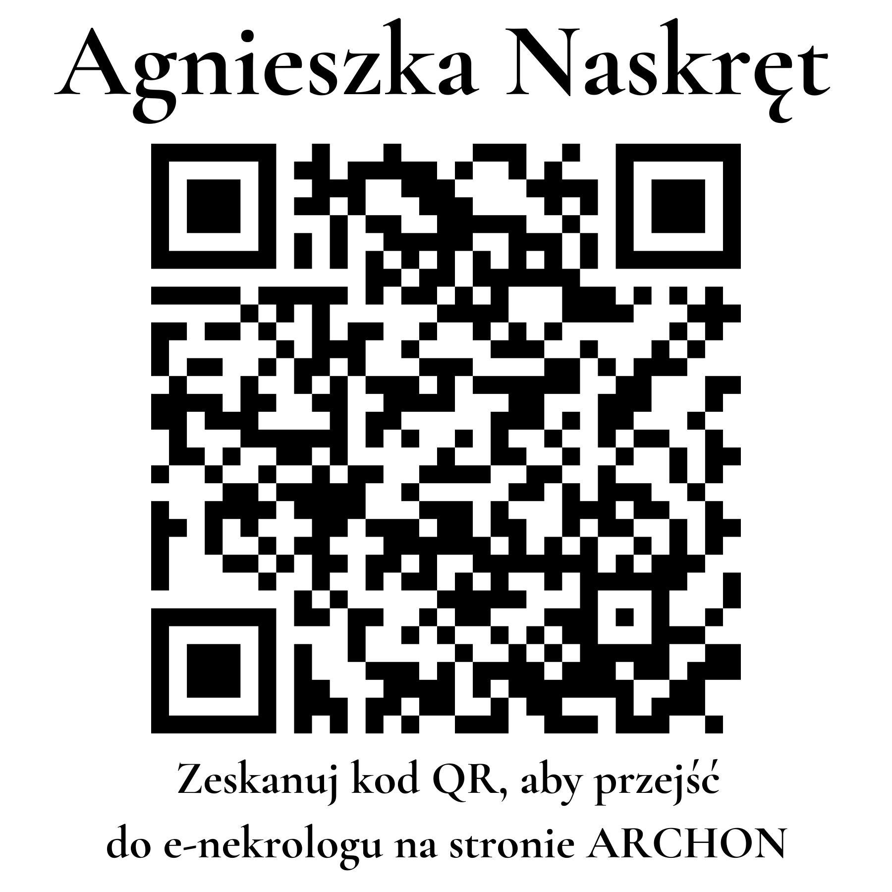 Kod QR do nekrologu Agnieszka Naskręt