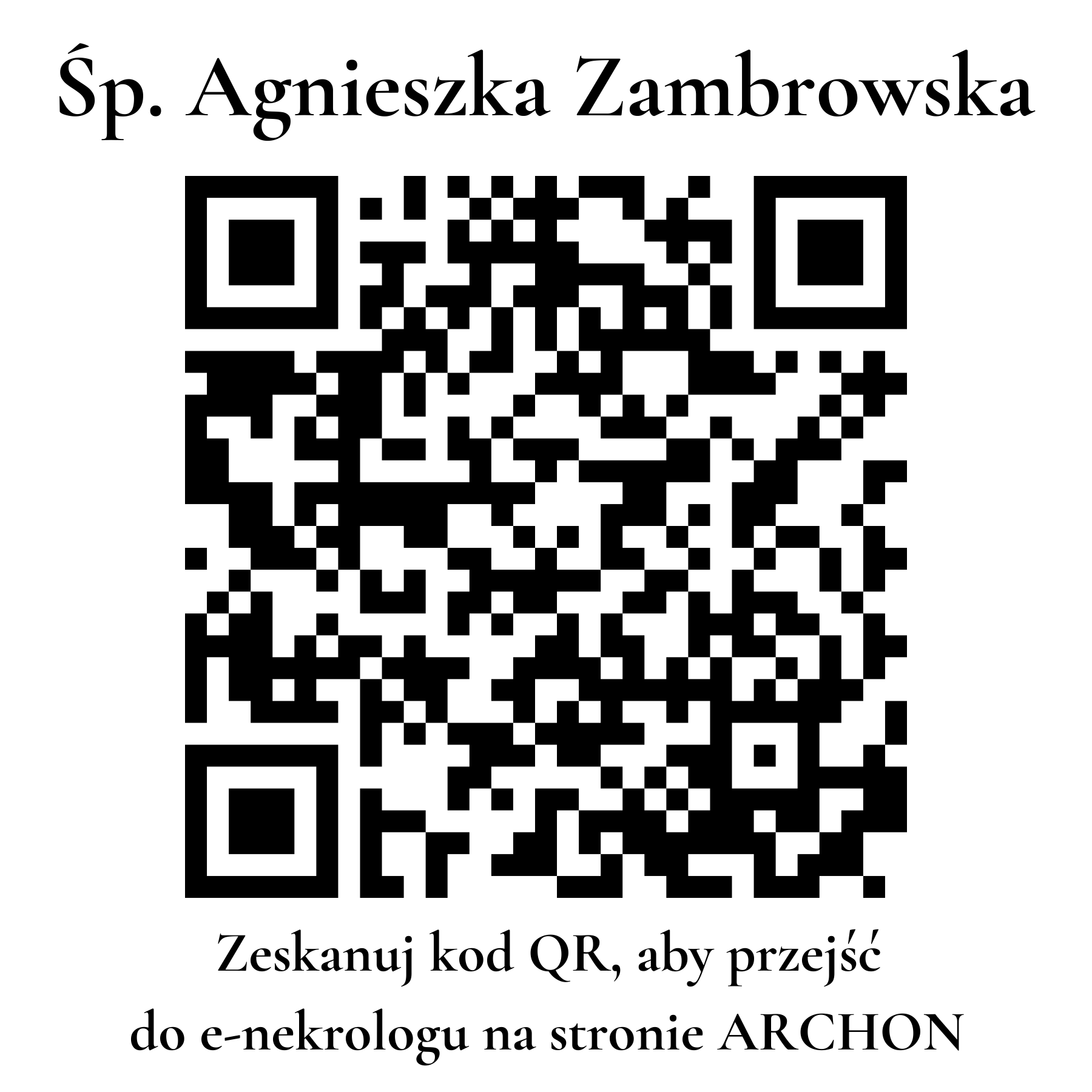 Kod QR do nekrologu Agnieszka Zambrowska