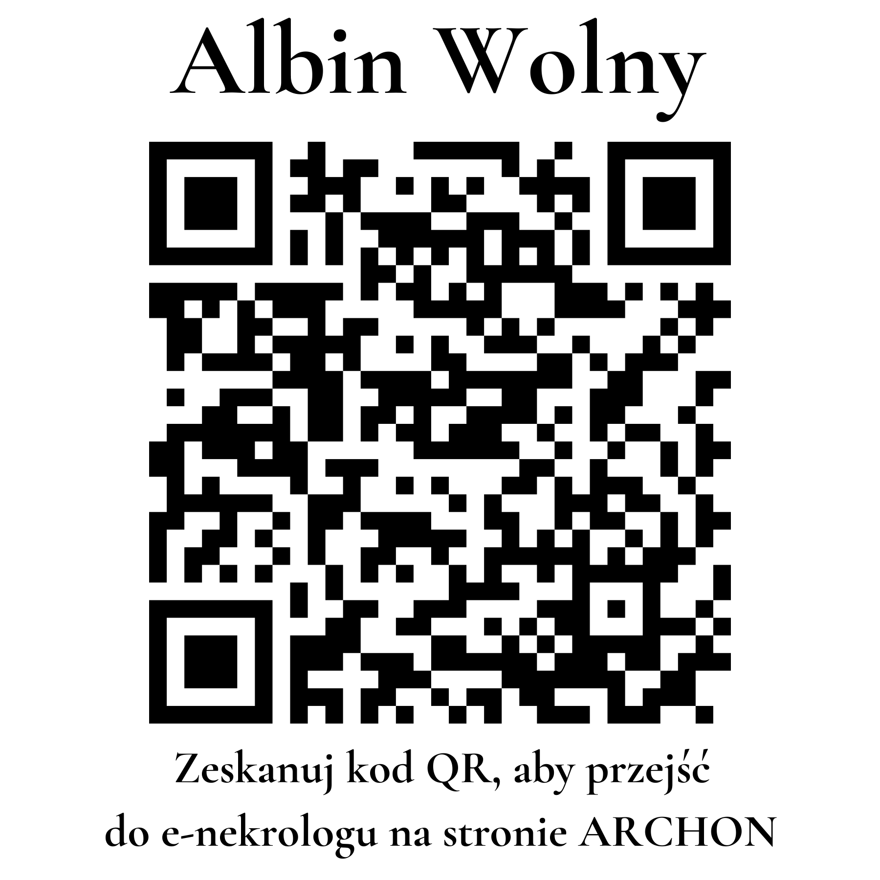 Kod QR do nekrologu Albin Wolny