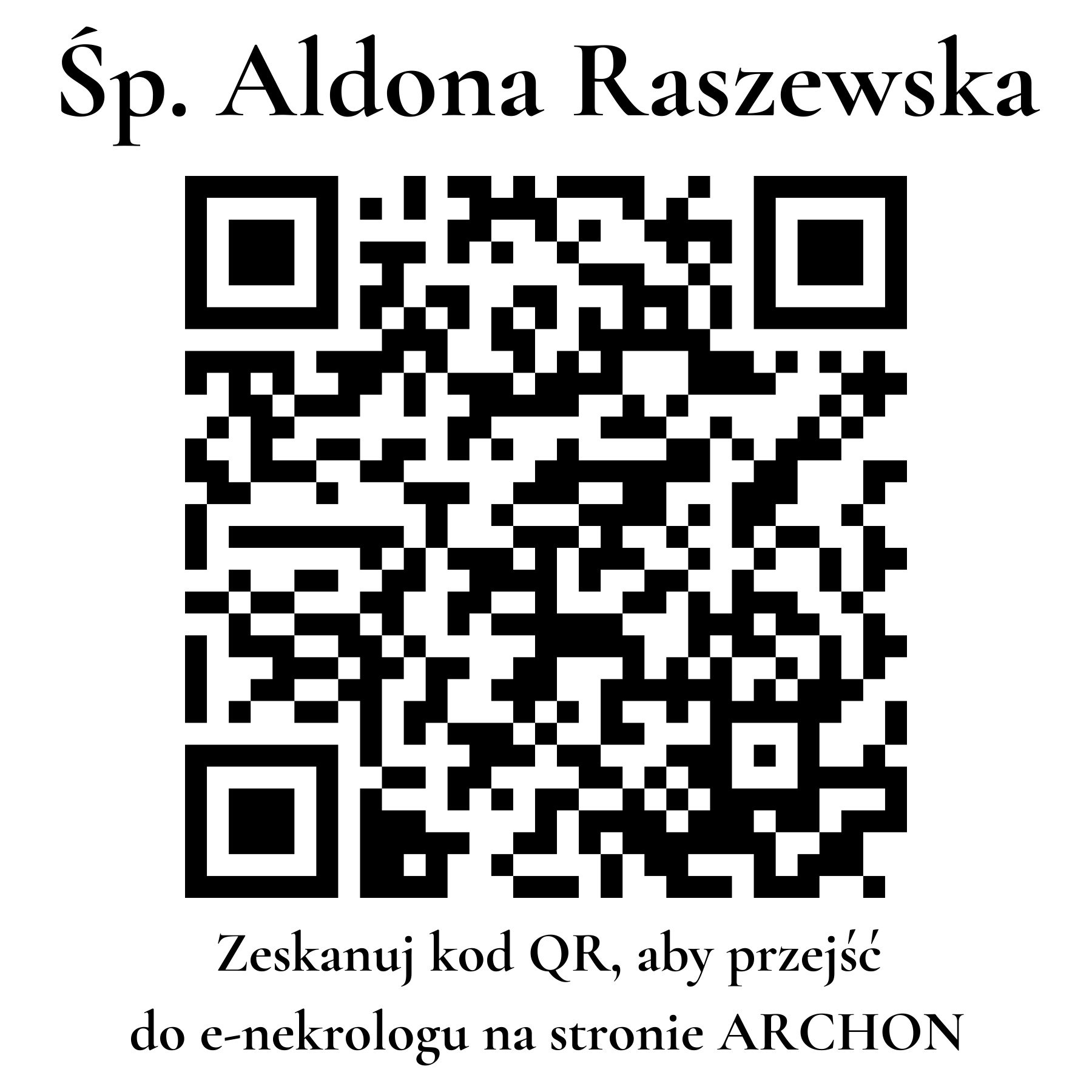 Kod QR do nekrologu Aldona Raszewska
