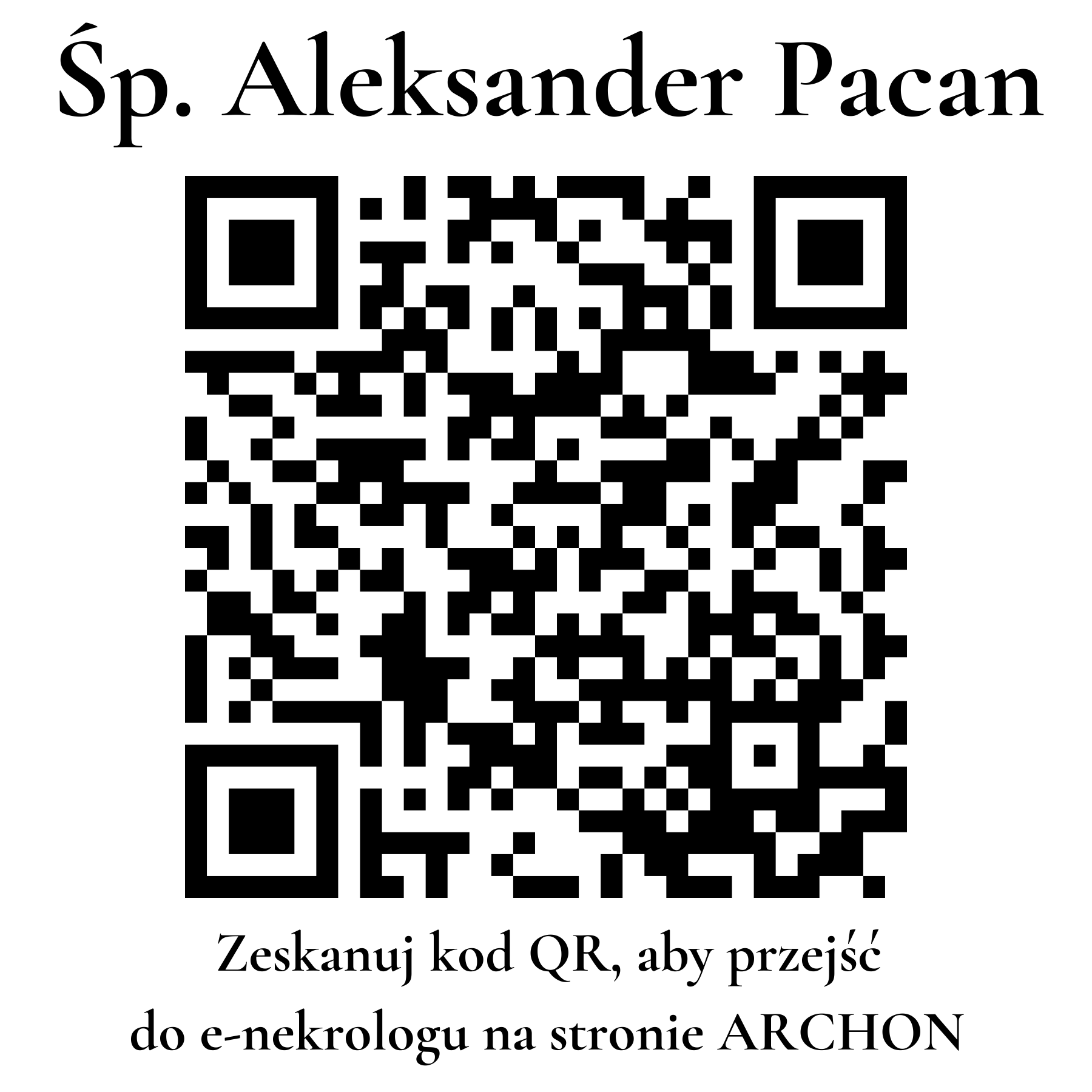Kod QR do nekrologu Aleksander Pacan