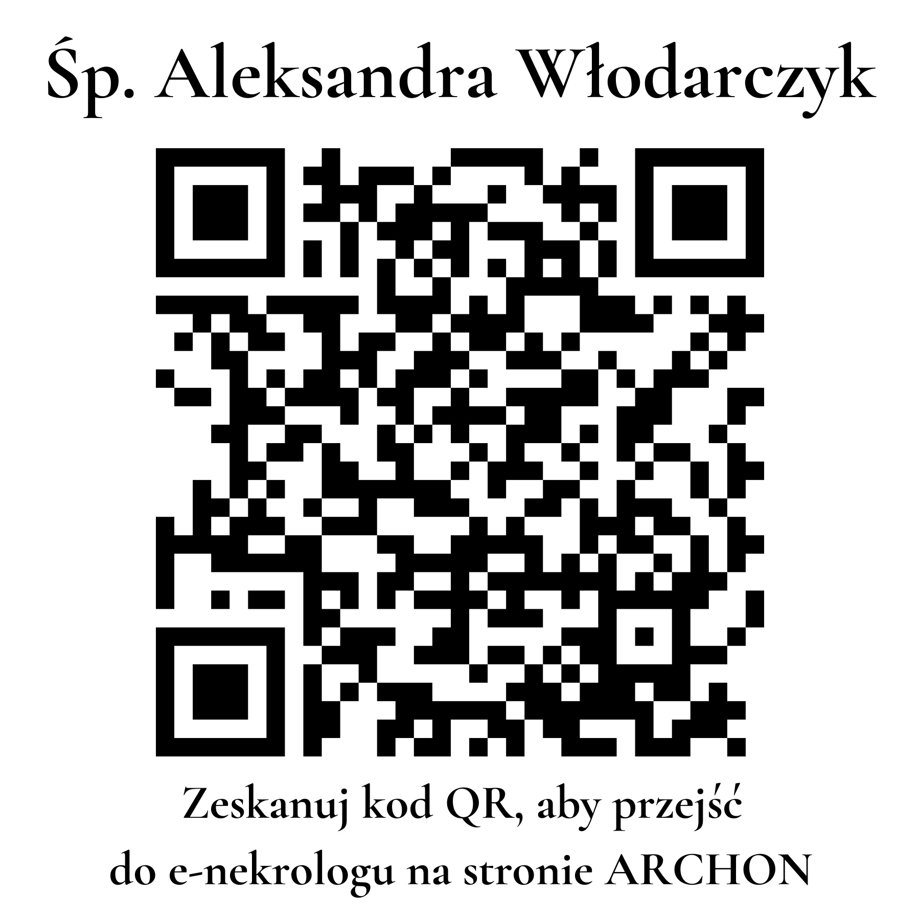 Kod QR do nekrologu Aleksandra Włodarczyk