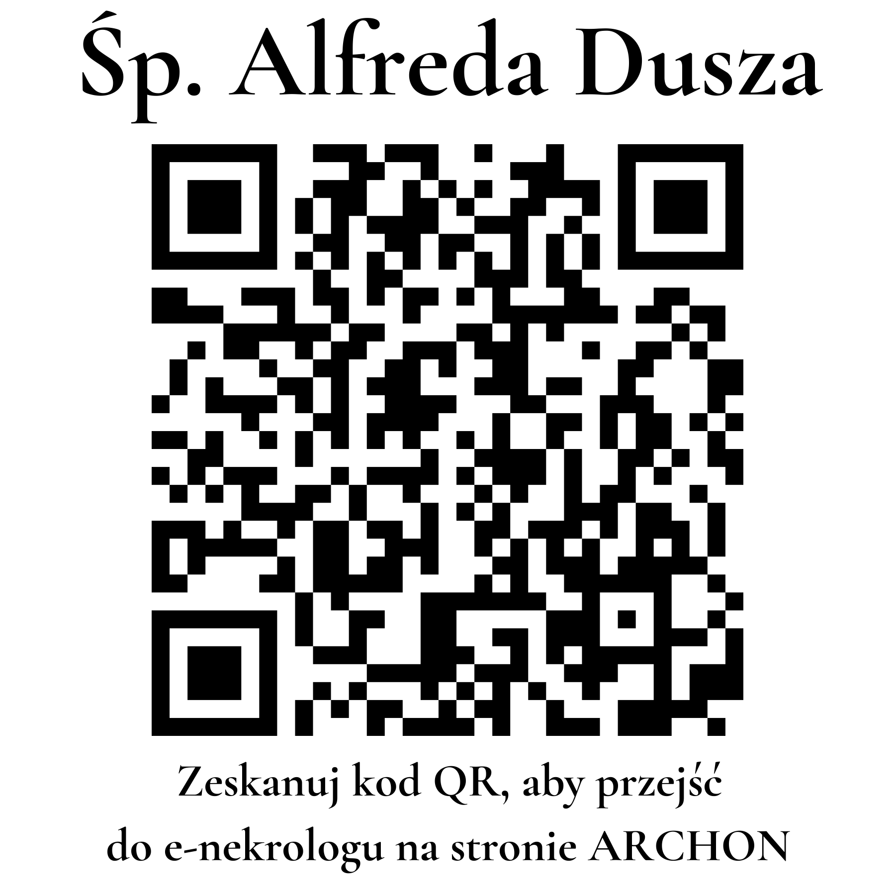 Kod QR do nekrologu Alfreda Dusza