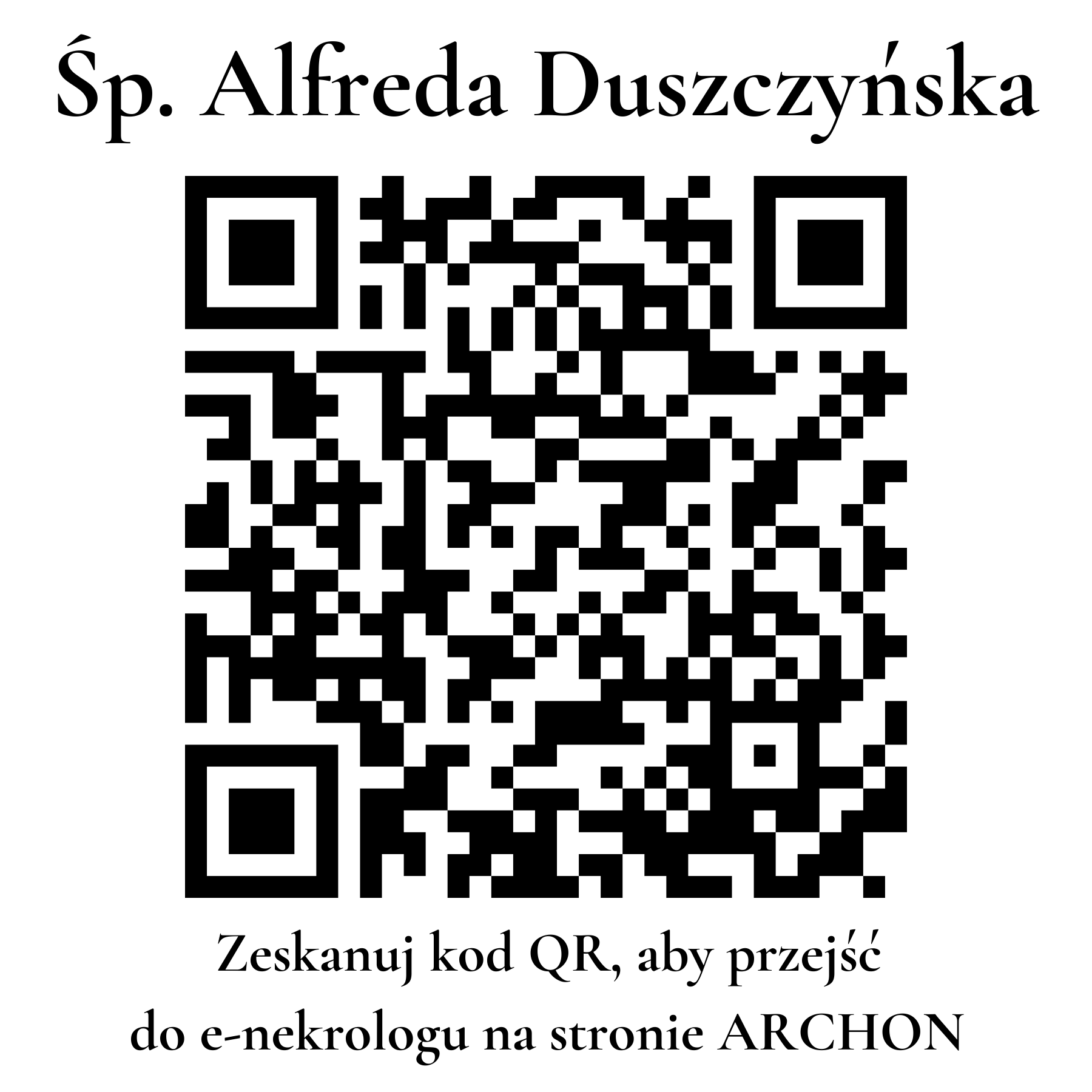 Kod QR do nekrologu Alfreda Duszczyńska