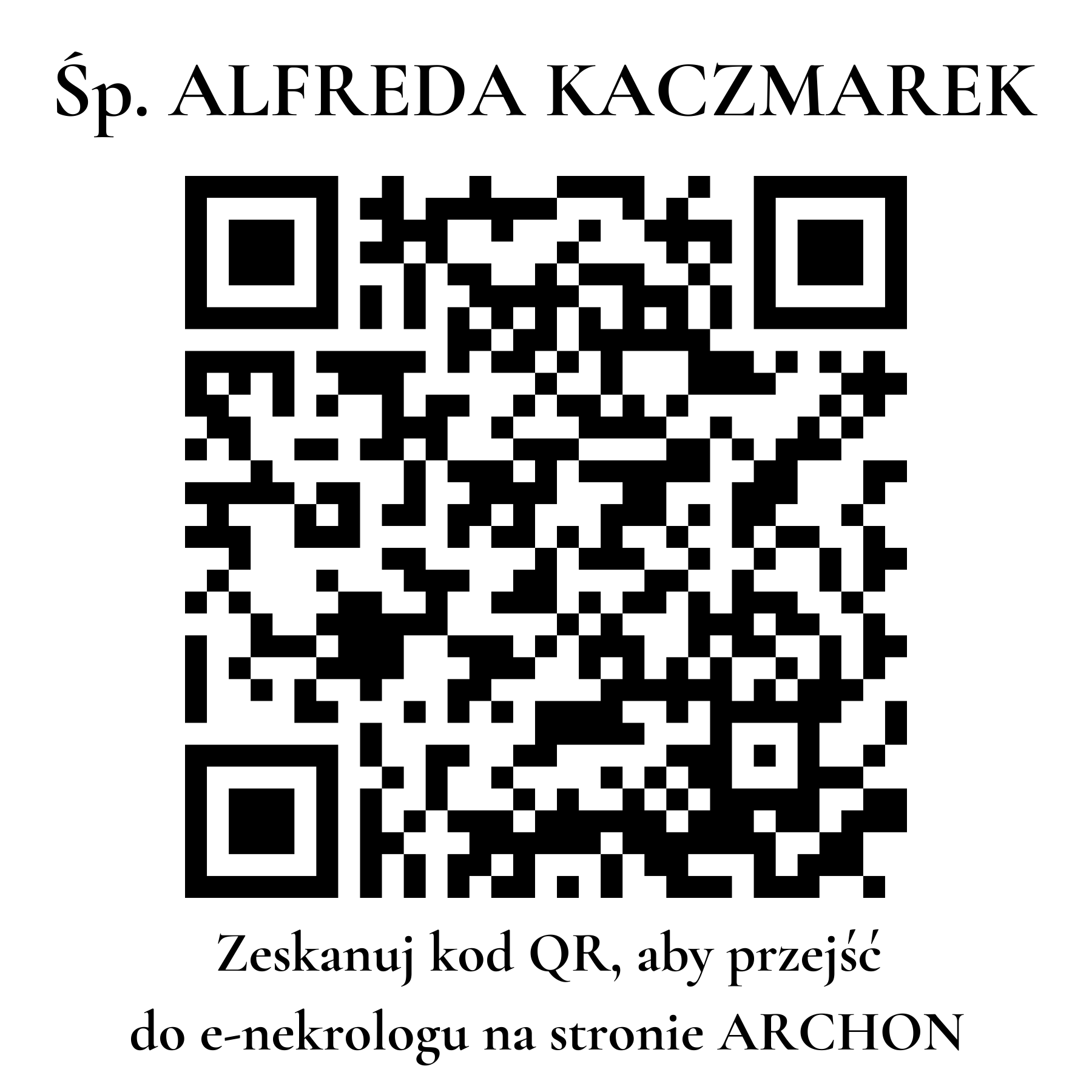 Kod QR do nekrologu ALFREDA KACZMAREK