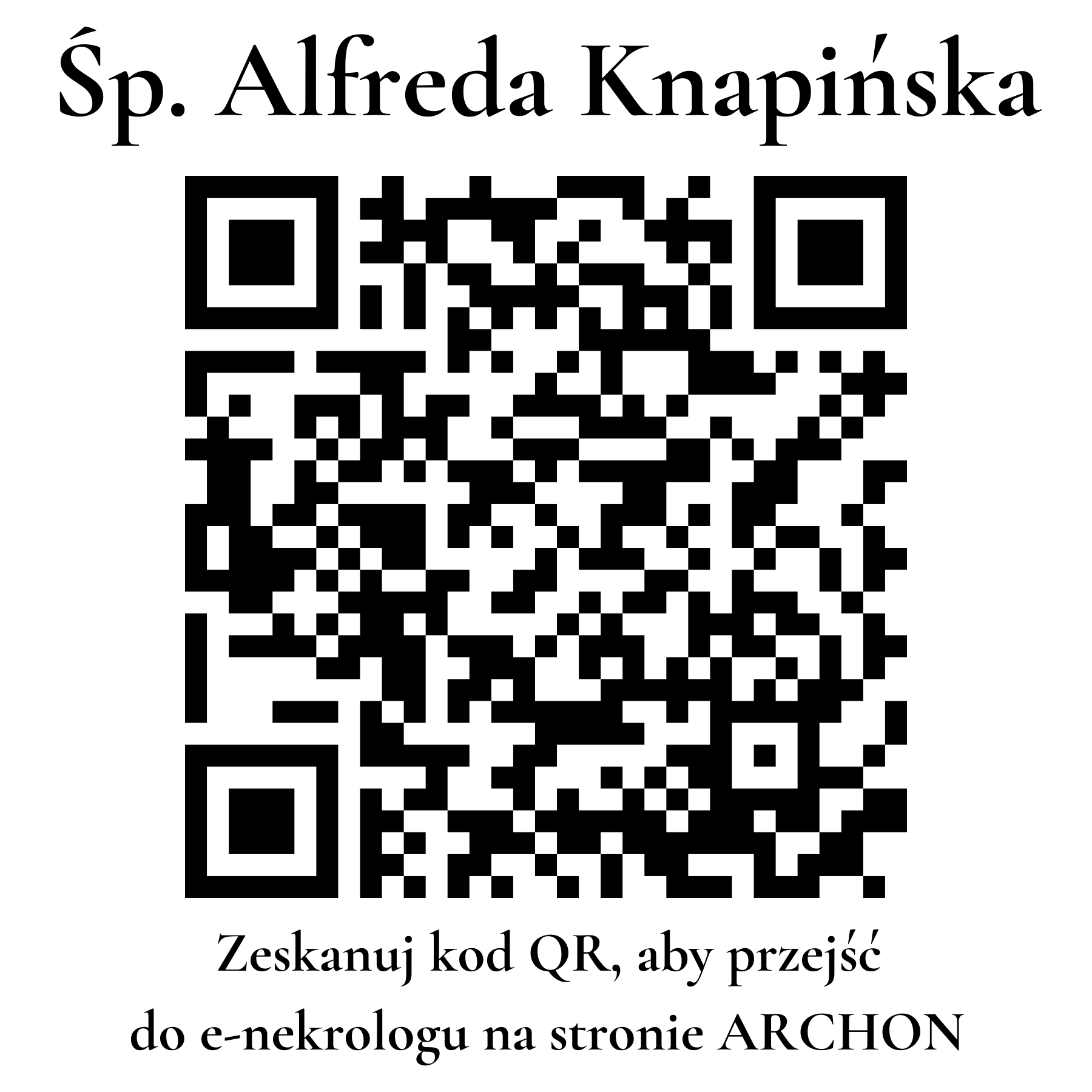 Kod QR do nekrologu Alfreda Knapińska