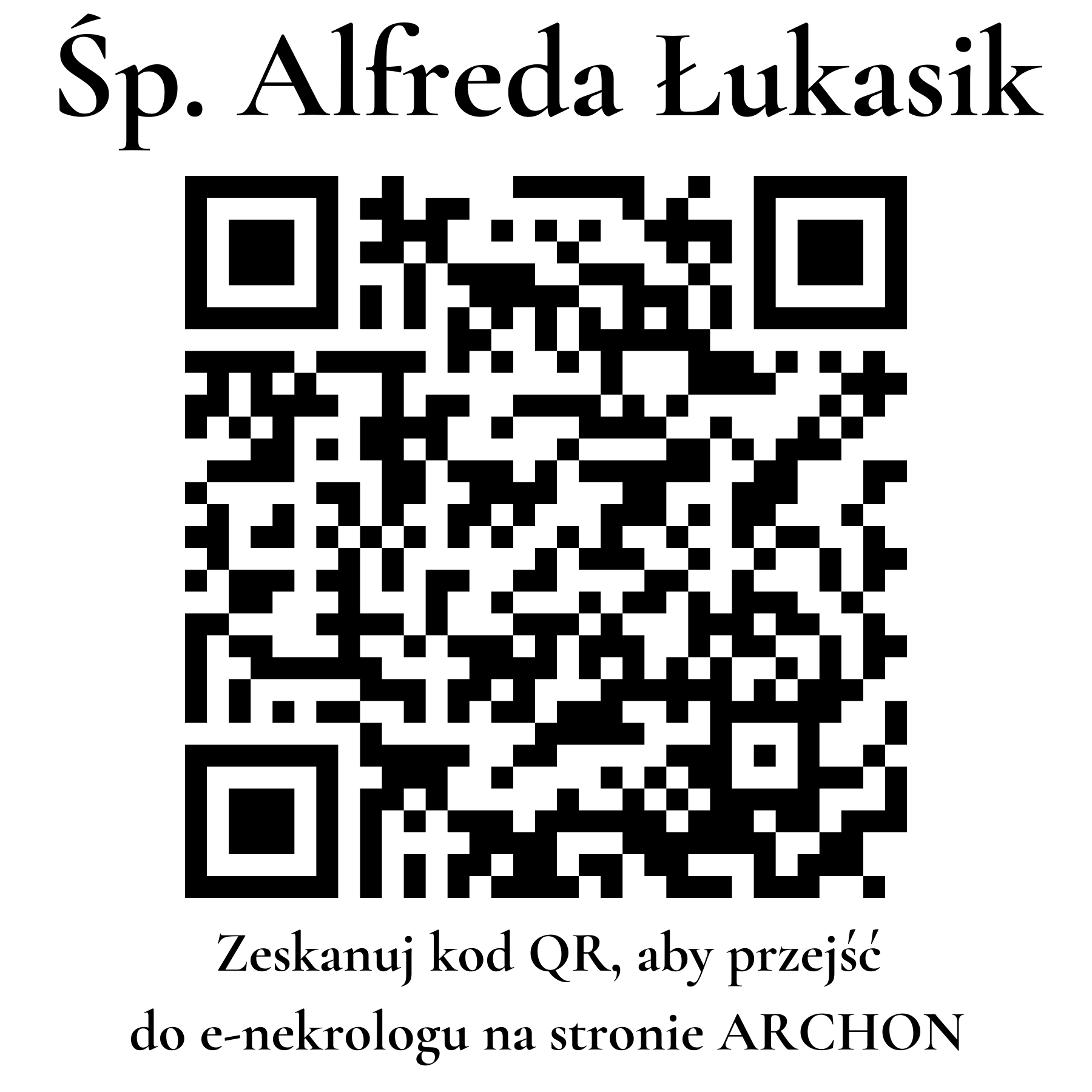 Kod QR do nekrologu Alfreda Łukasik