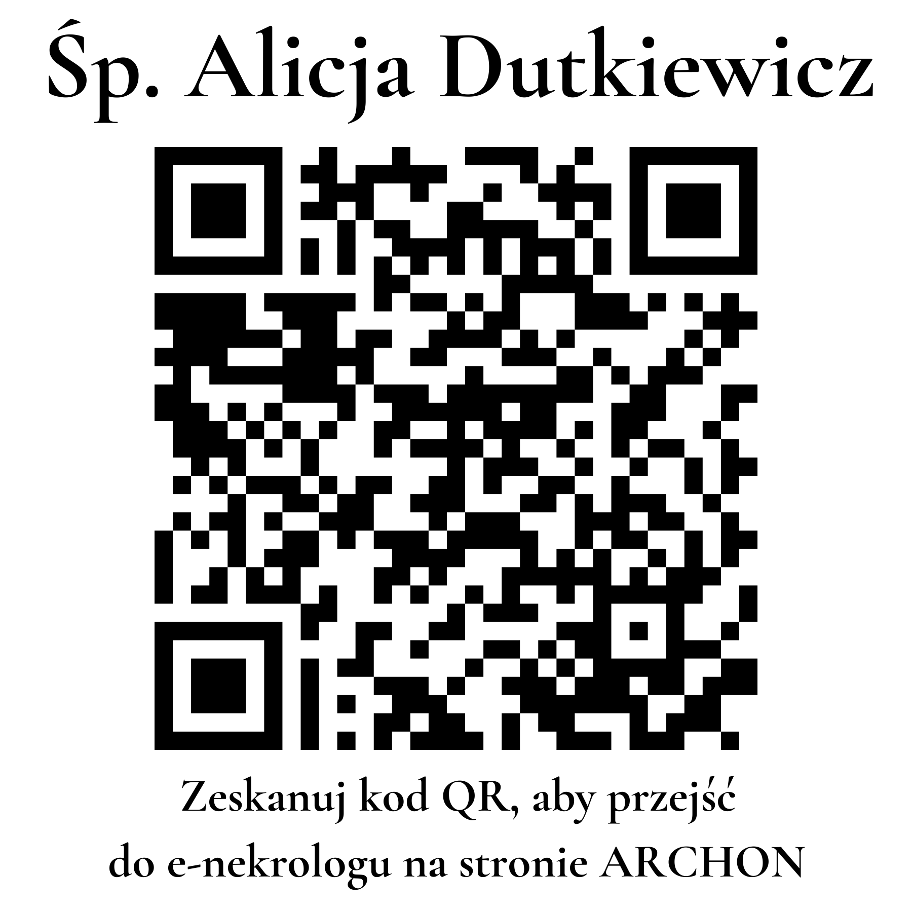Kod QR do nekrologu Alicja Dutkiewicz