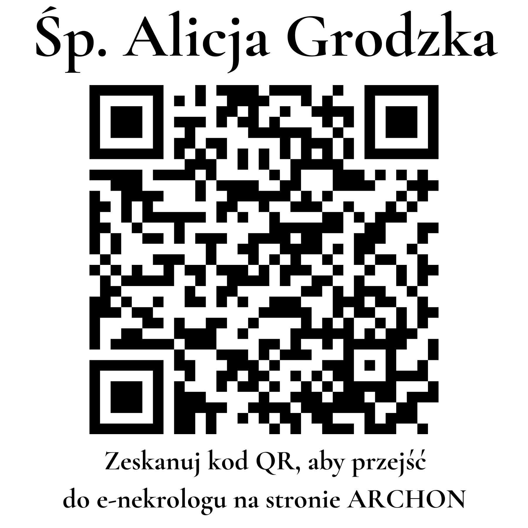 Kod QR do nekrologu Alicja Grodzka