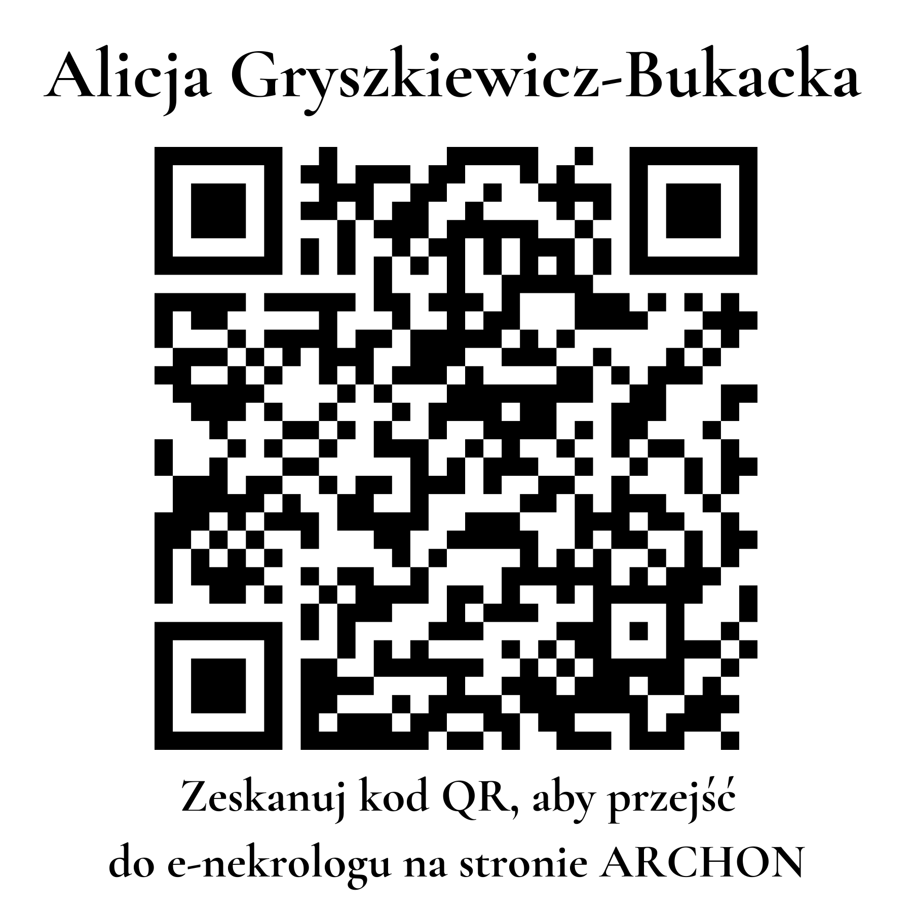 Kod QR do nekrologu Alicja Gryszkiewicz-Bukacka