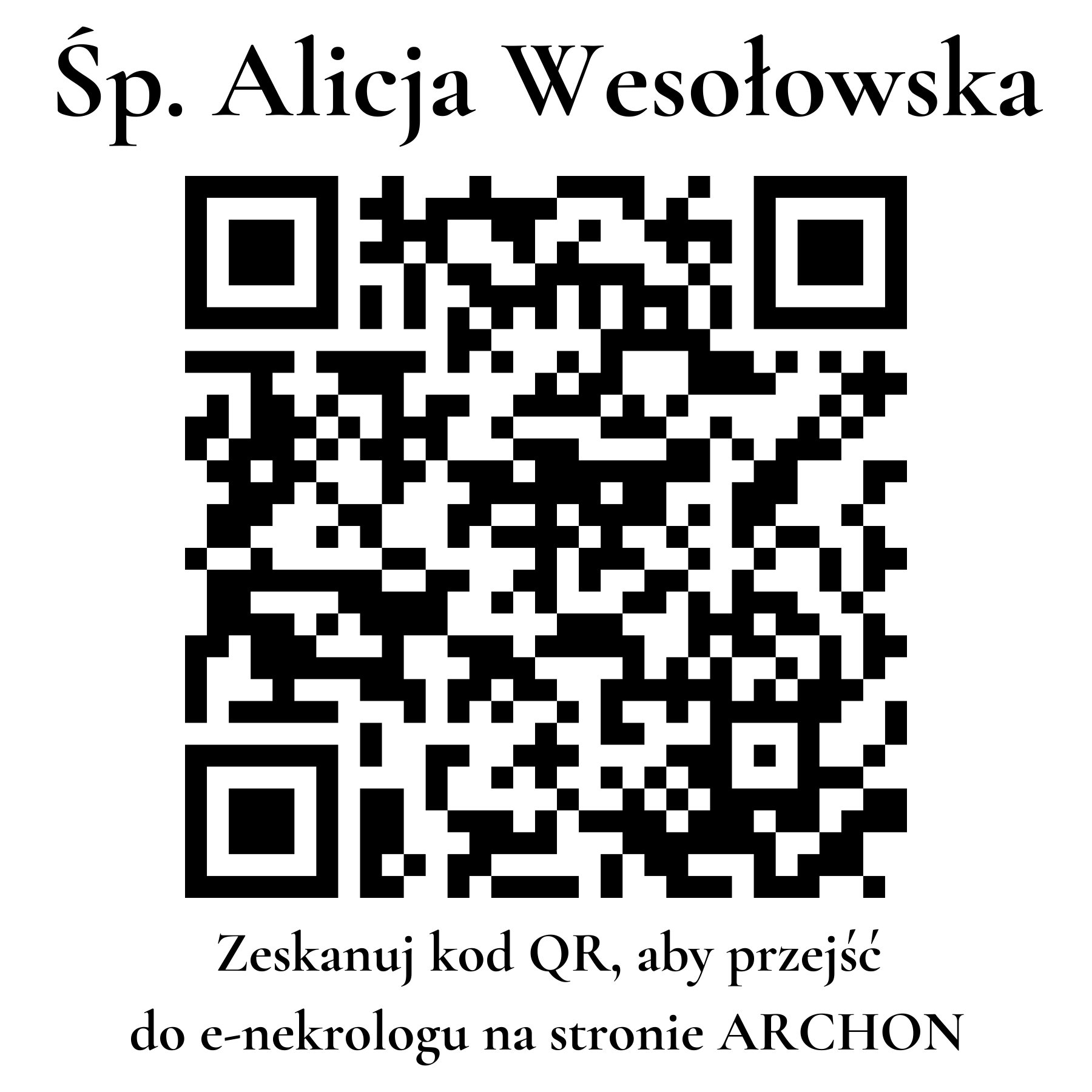 Kod QR do nekrologu Alicja Wesołowska