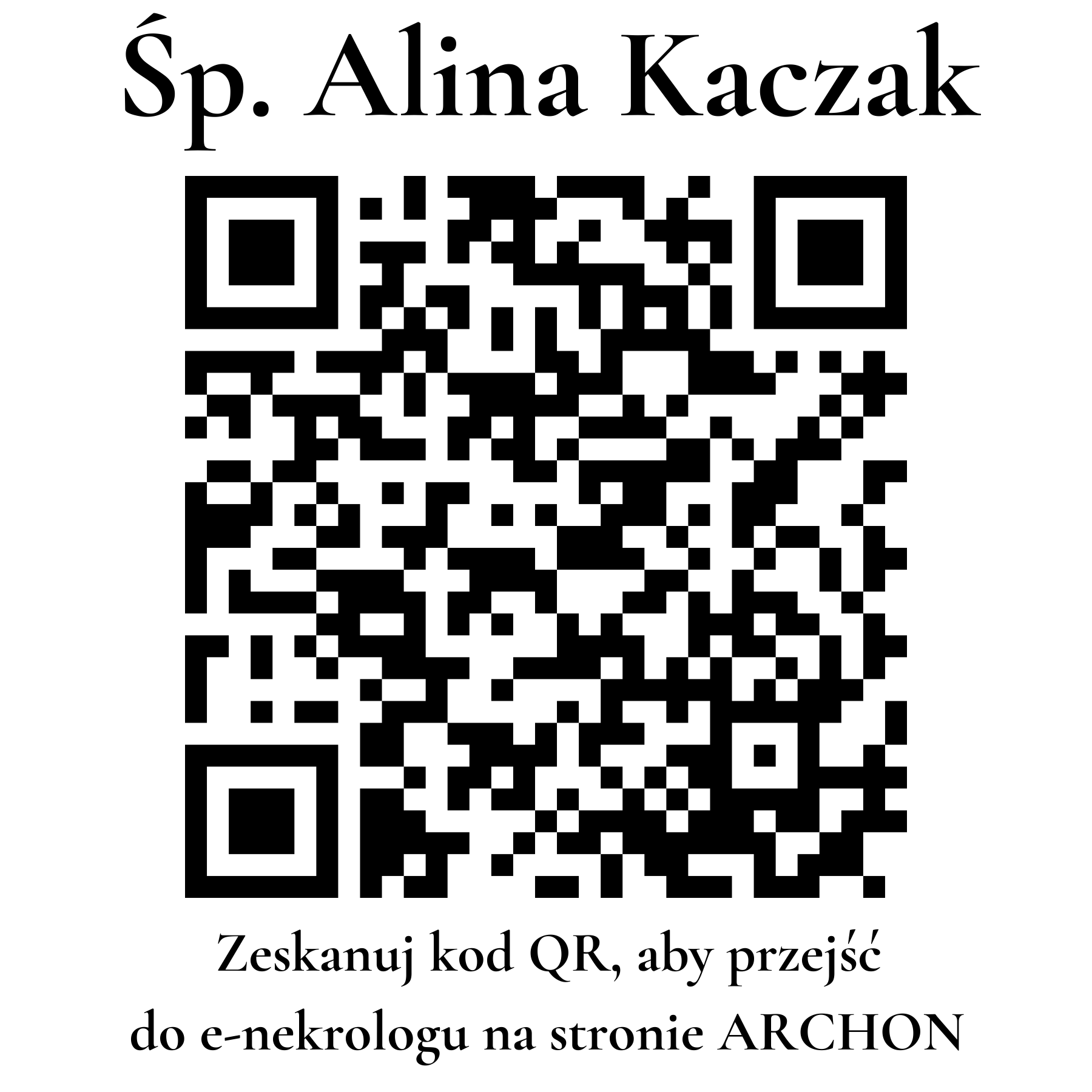 Kod QR do nekrologu Alina Kaczak