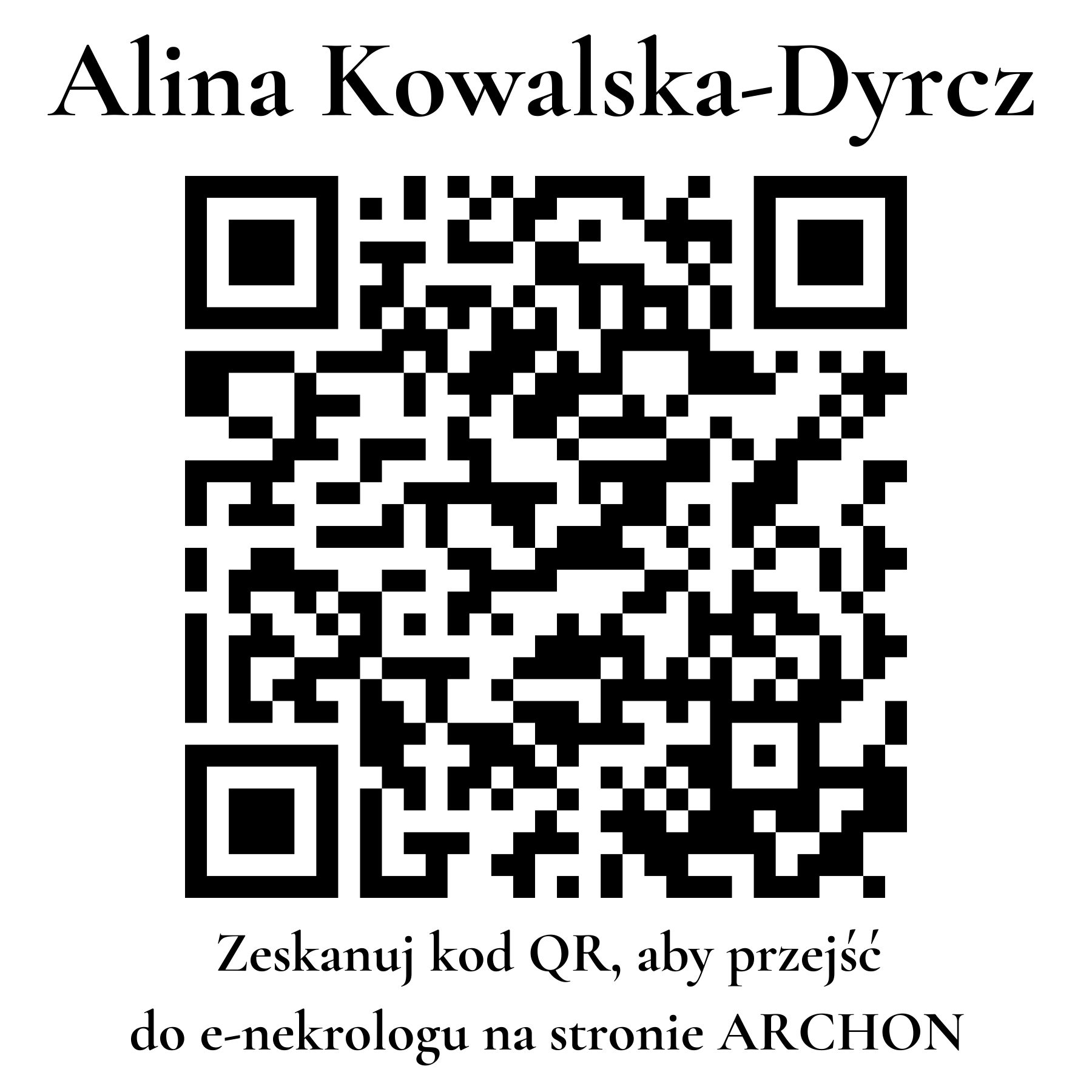 Kod QR do nekrologu Alina Kowalska-Dyrcz