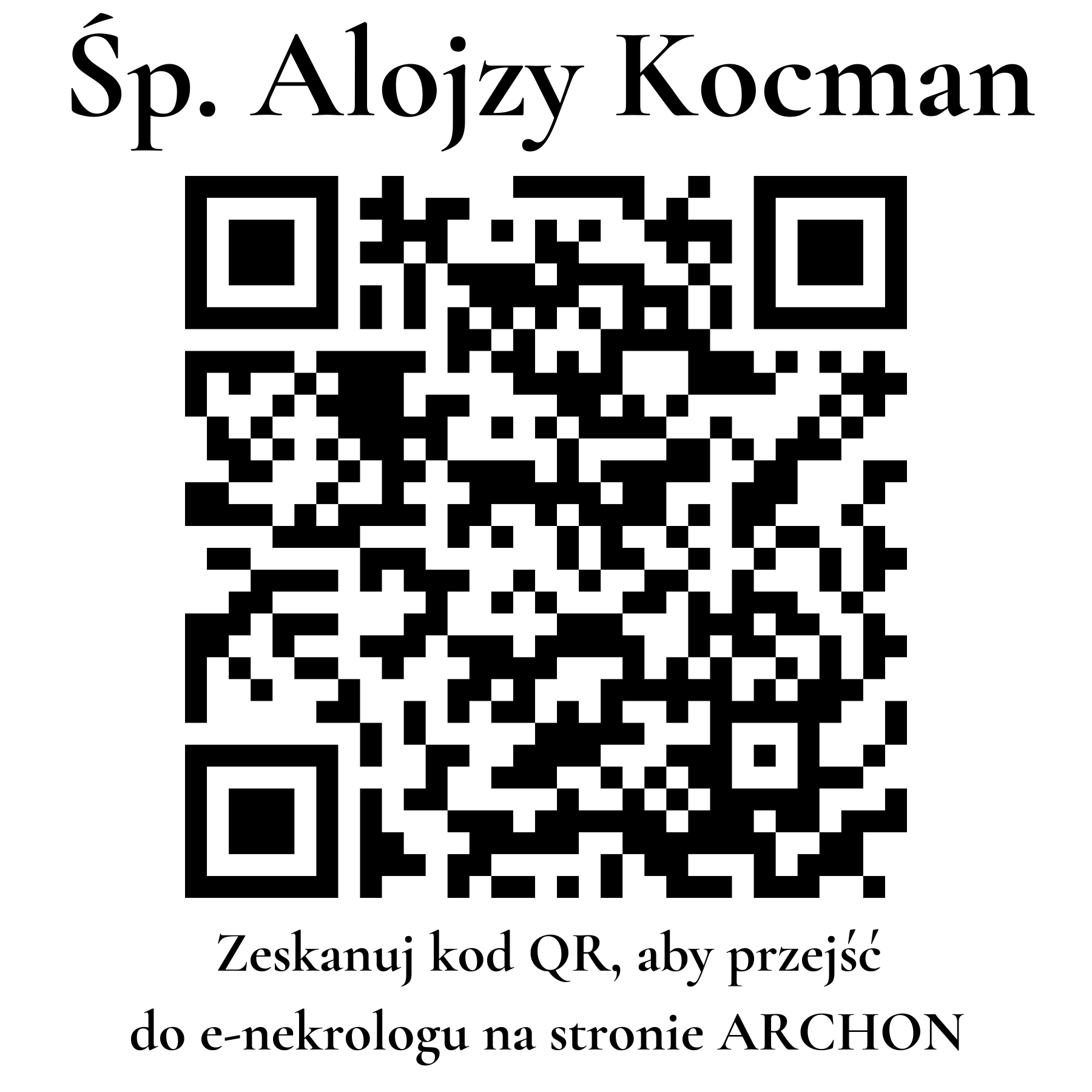 Kod QR do nekrologu Alojzy Kocman