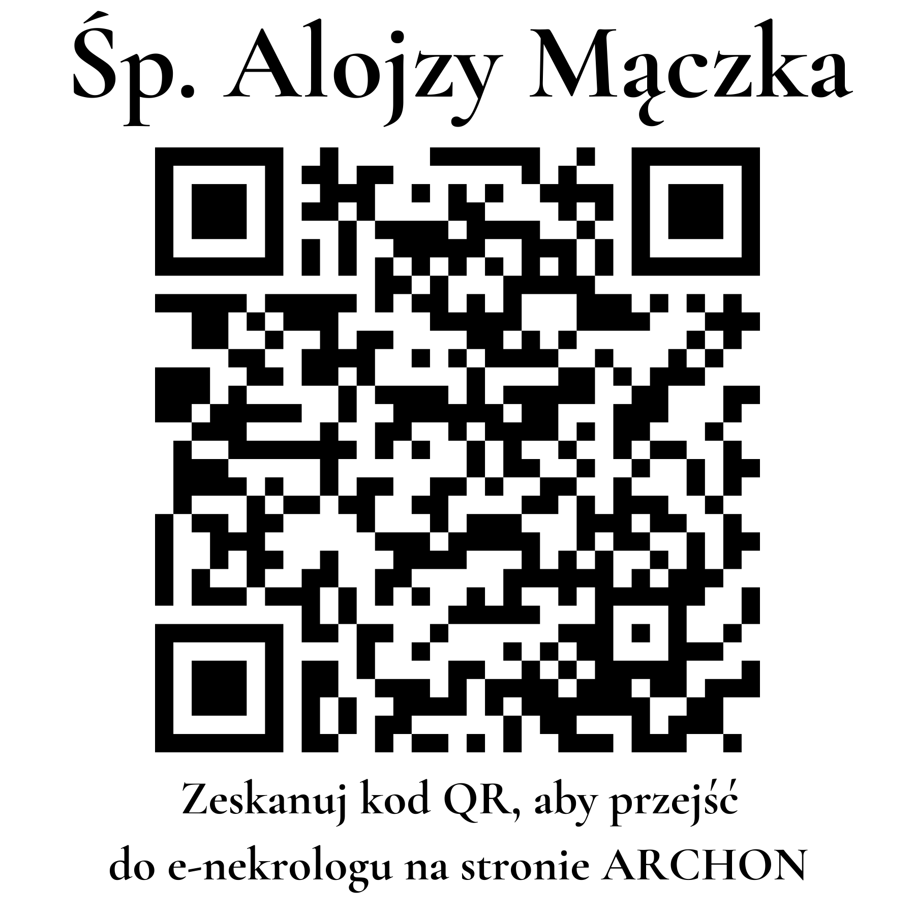 Kod QR do nekrologu Alojzy Mączka
