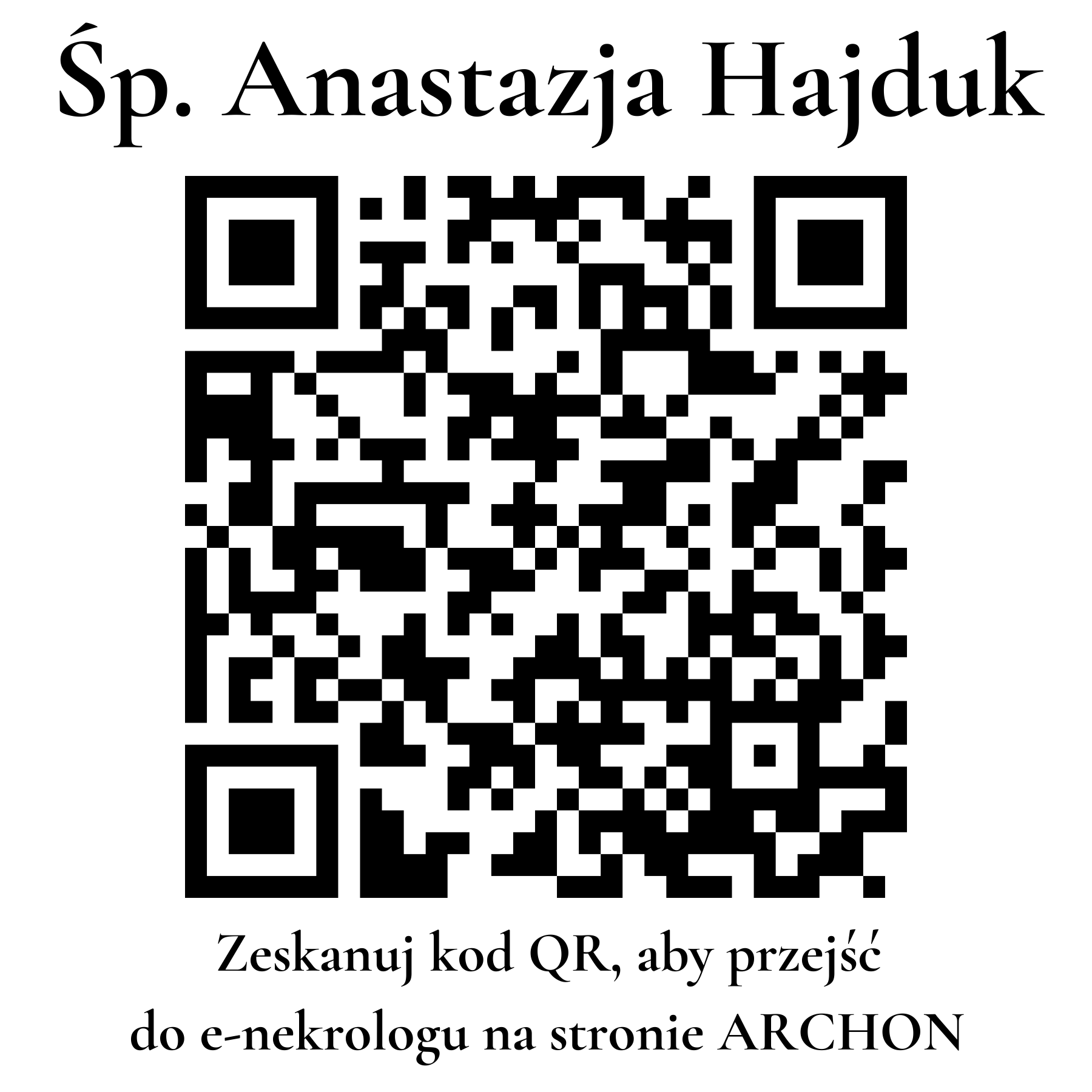 Kod QR do nekrologu Anastazja Hajduk