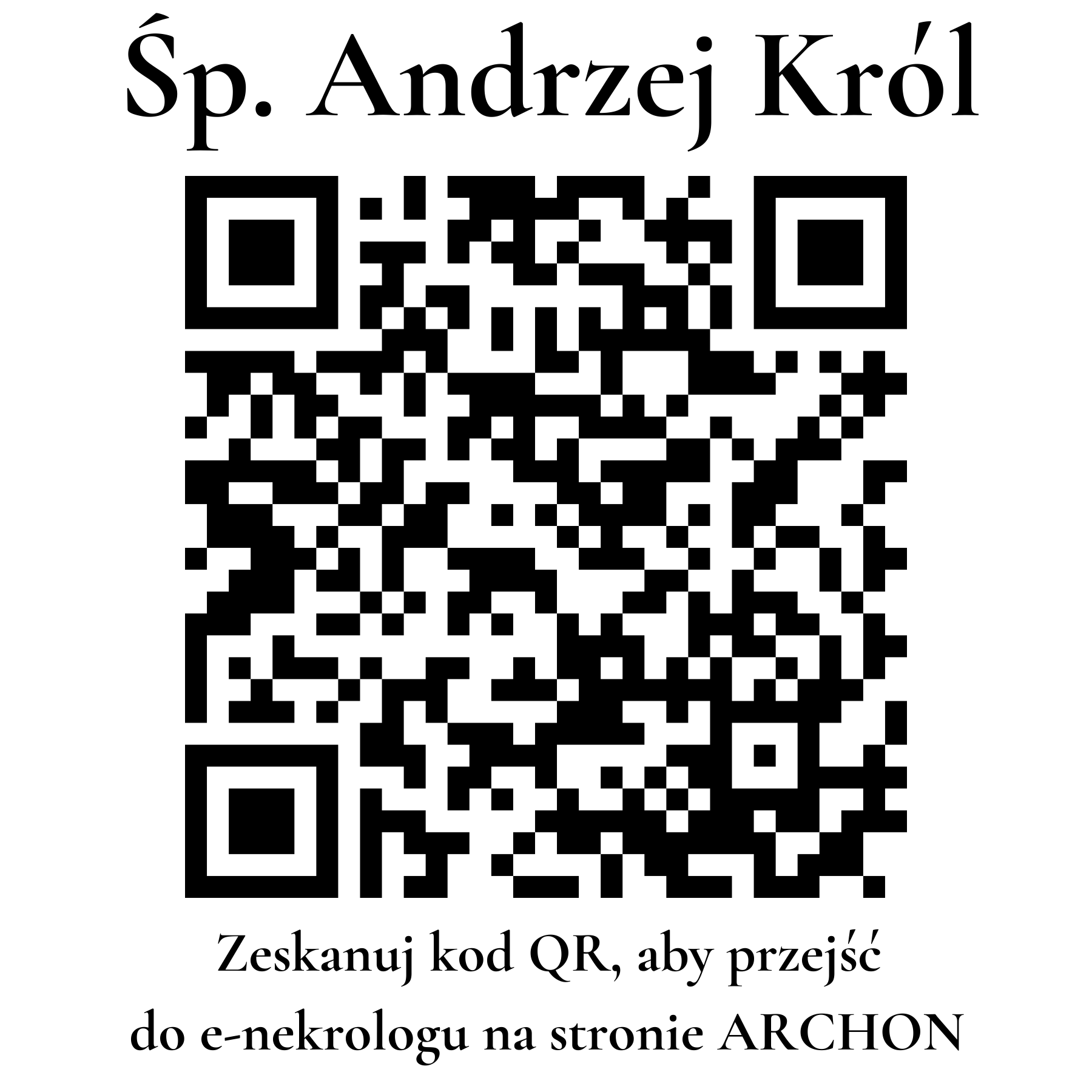 Kod QR do nekrologu Andrzej Król Kod QR do nekrologu Andrzej Król