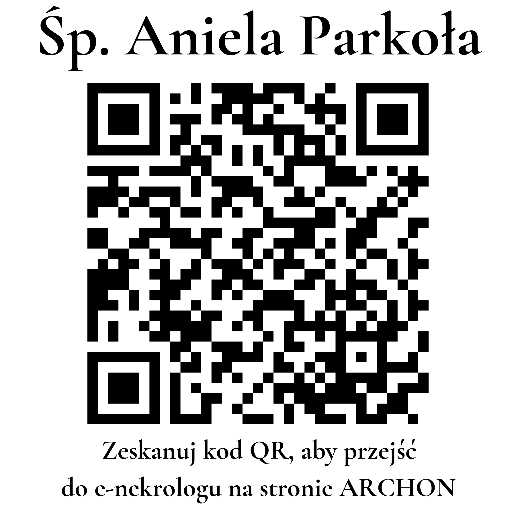 Kod QR do nekrologu Aniela Parkoła