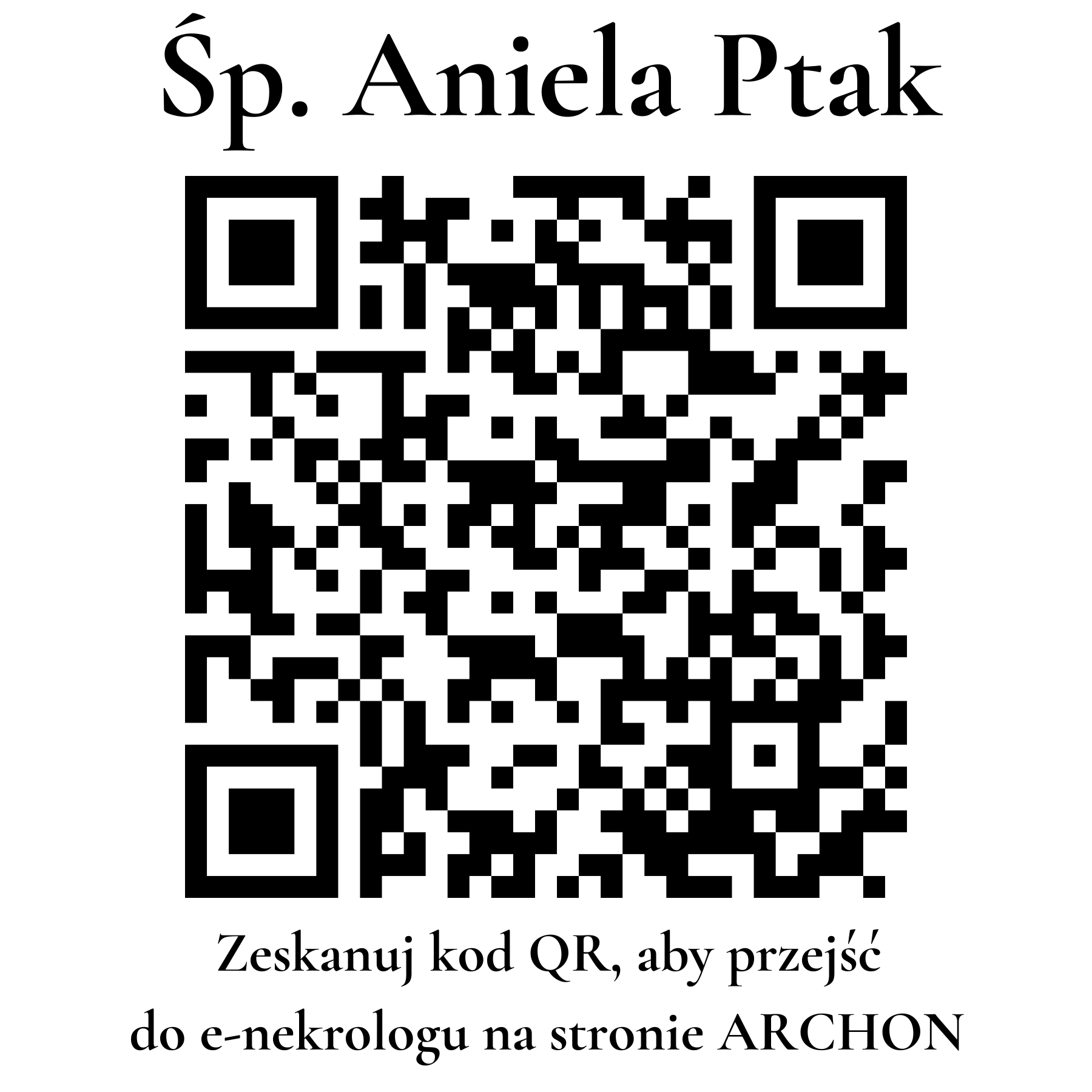 Kod QR do nekrologu Aniela Ptak