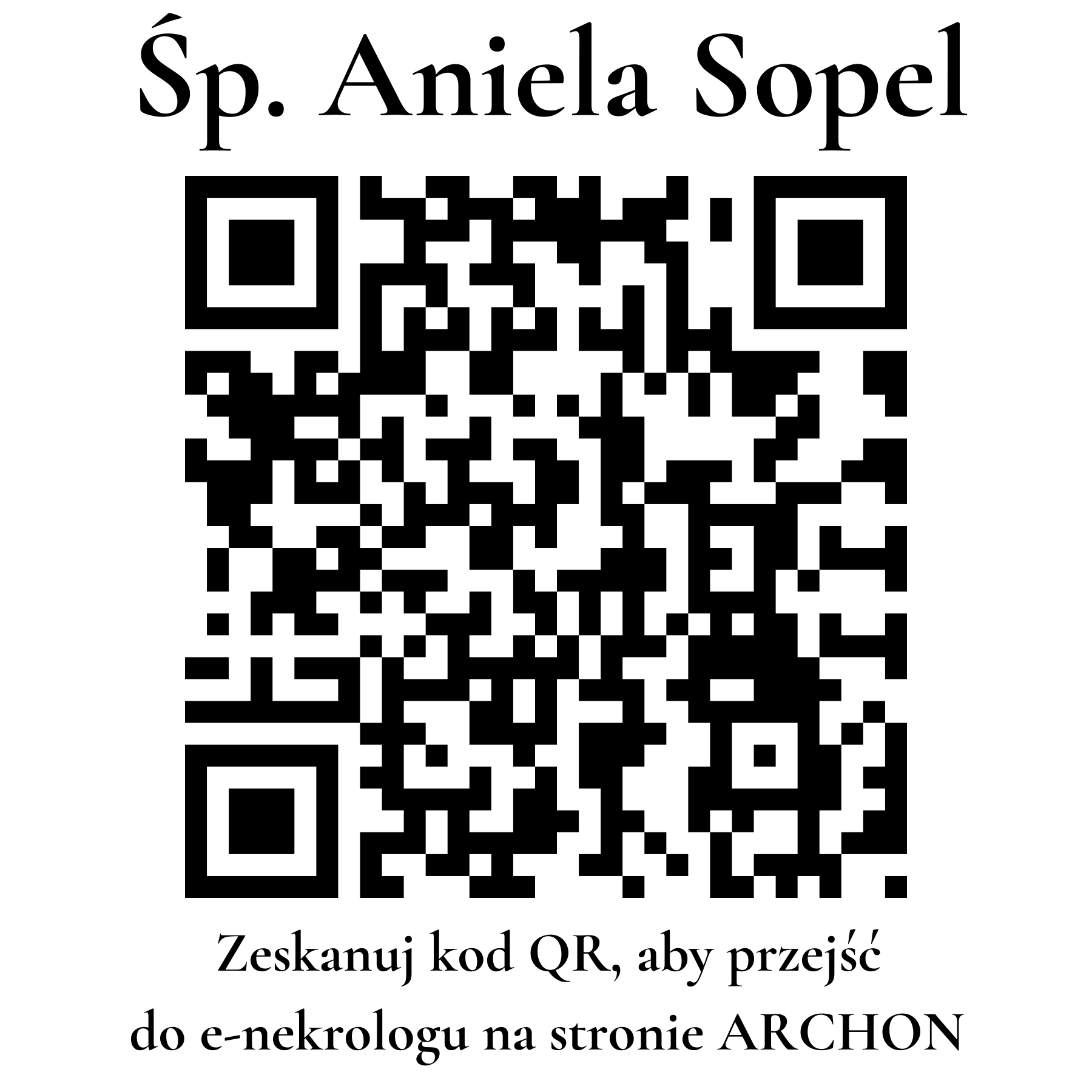Kod QR do nekrologu Aniela Sopel