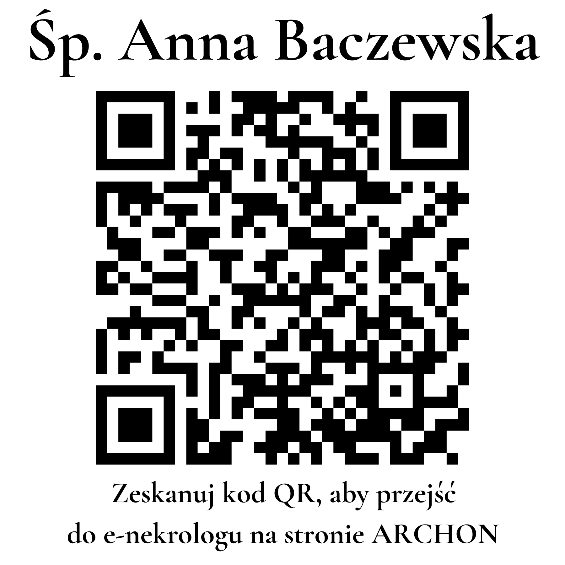 Kod QR do nekrologu Anna Baczewska
