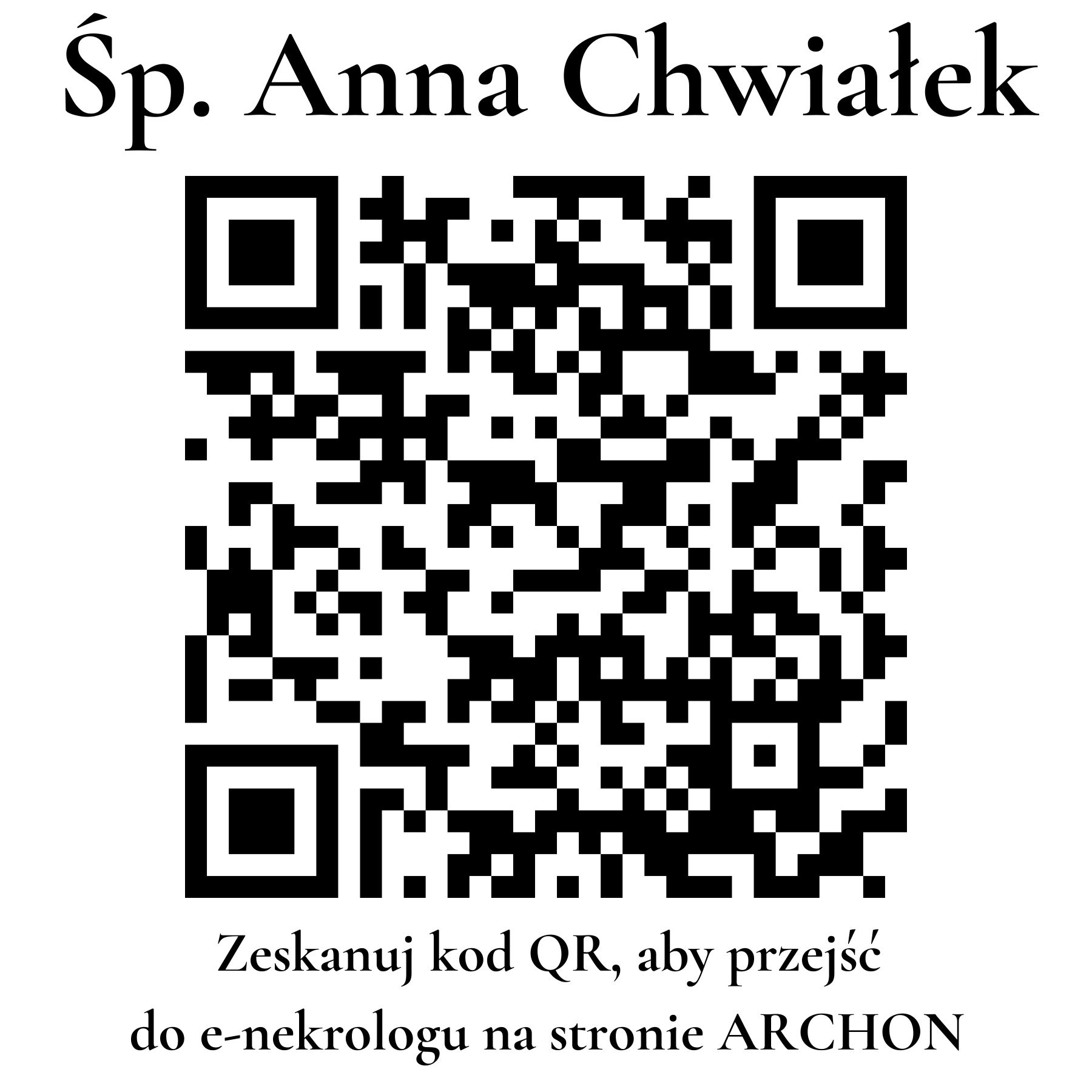 Kod QR do nekrologu Anna Chwiałek