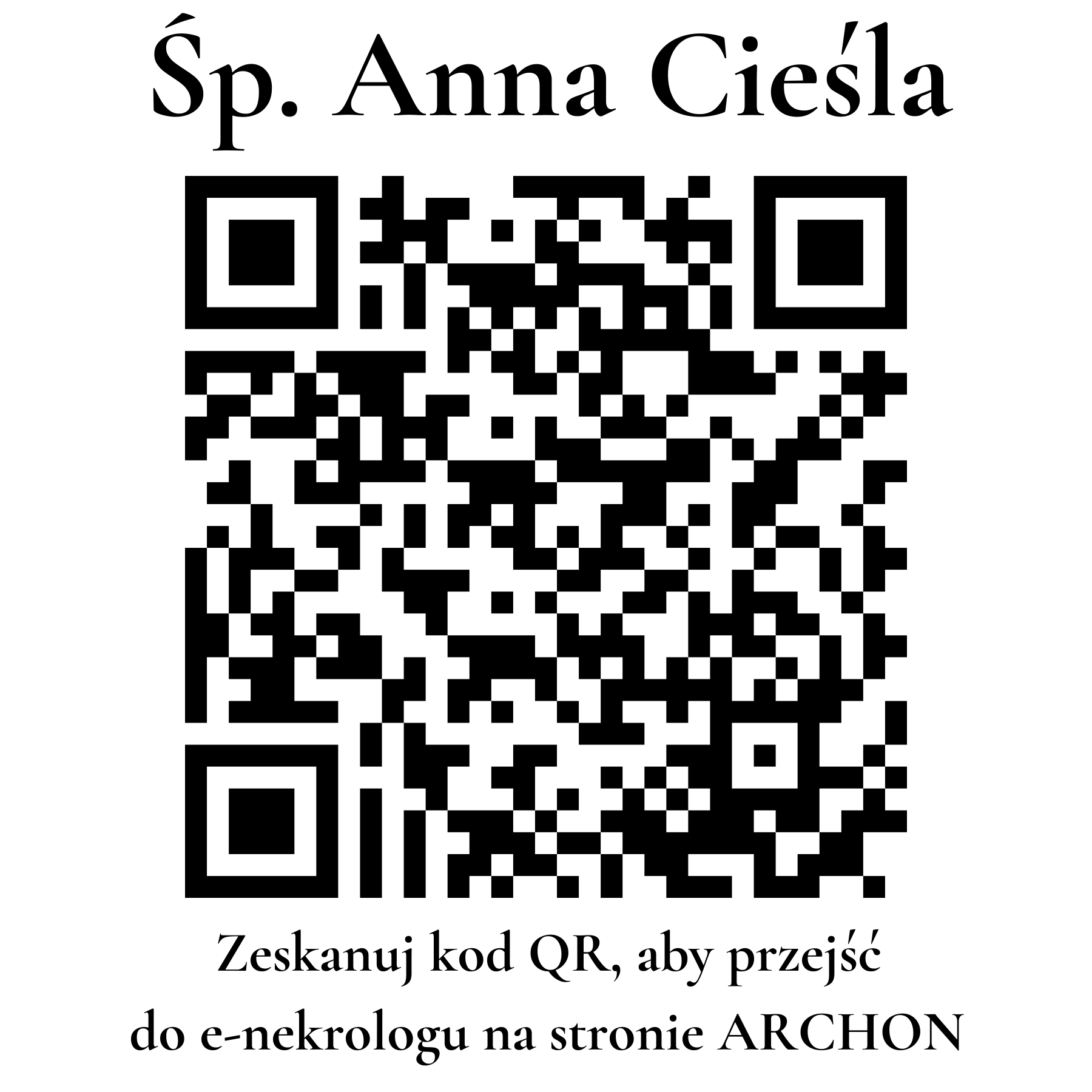 Kod QR do nekrologu Anna Cieśla