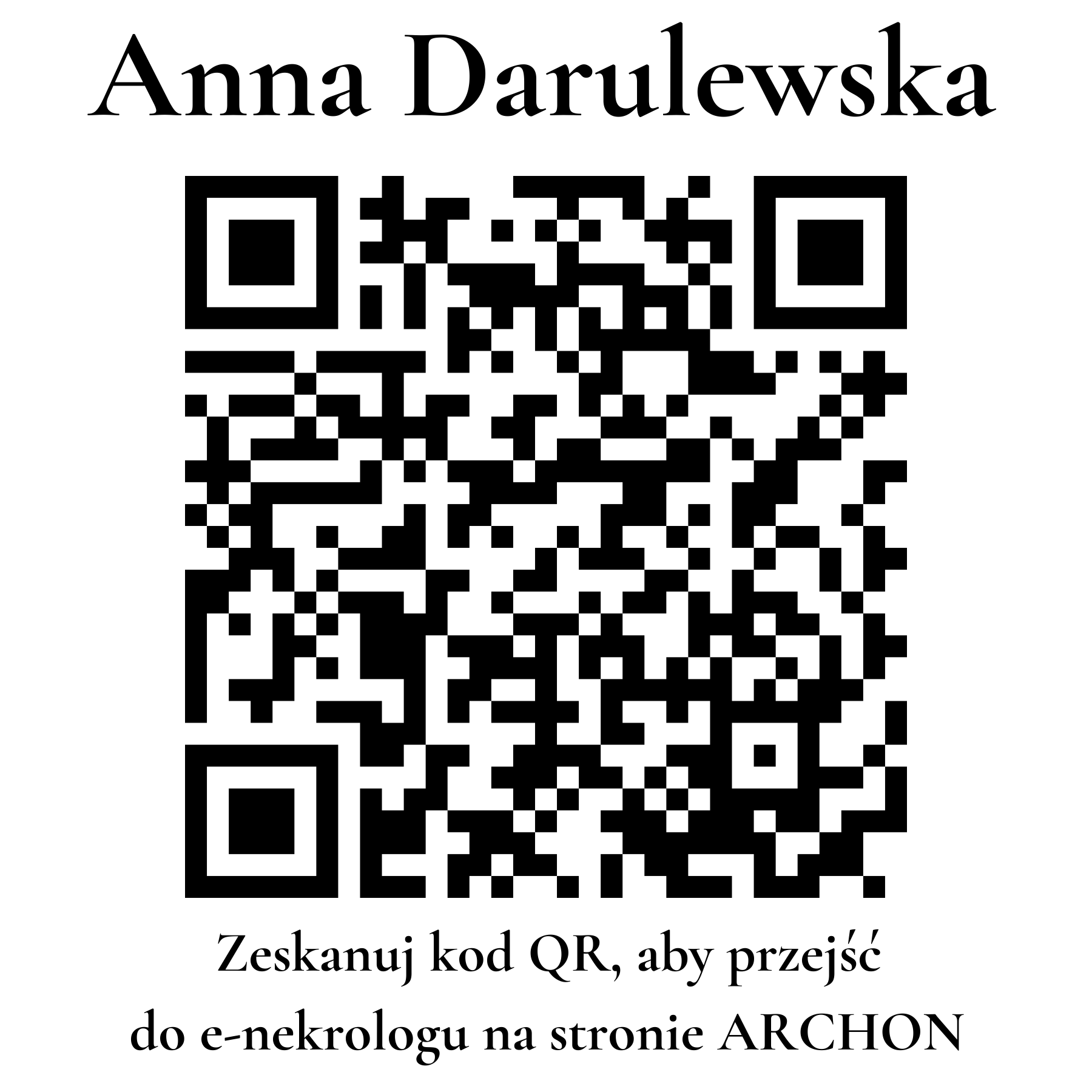 Kod QR do nekrologu Anna Darulewska