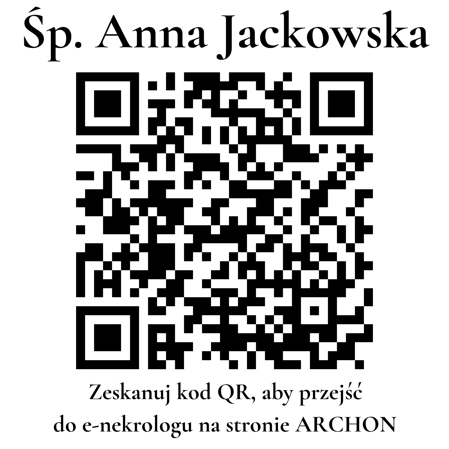 Kod QR do nekrologu Anna Jackowska