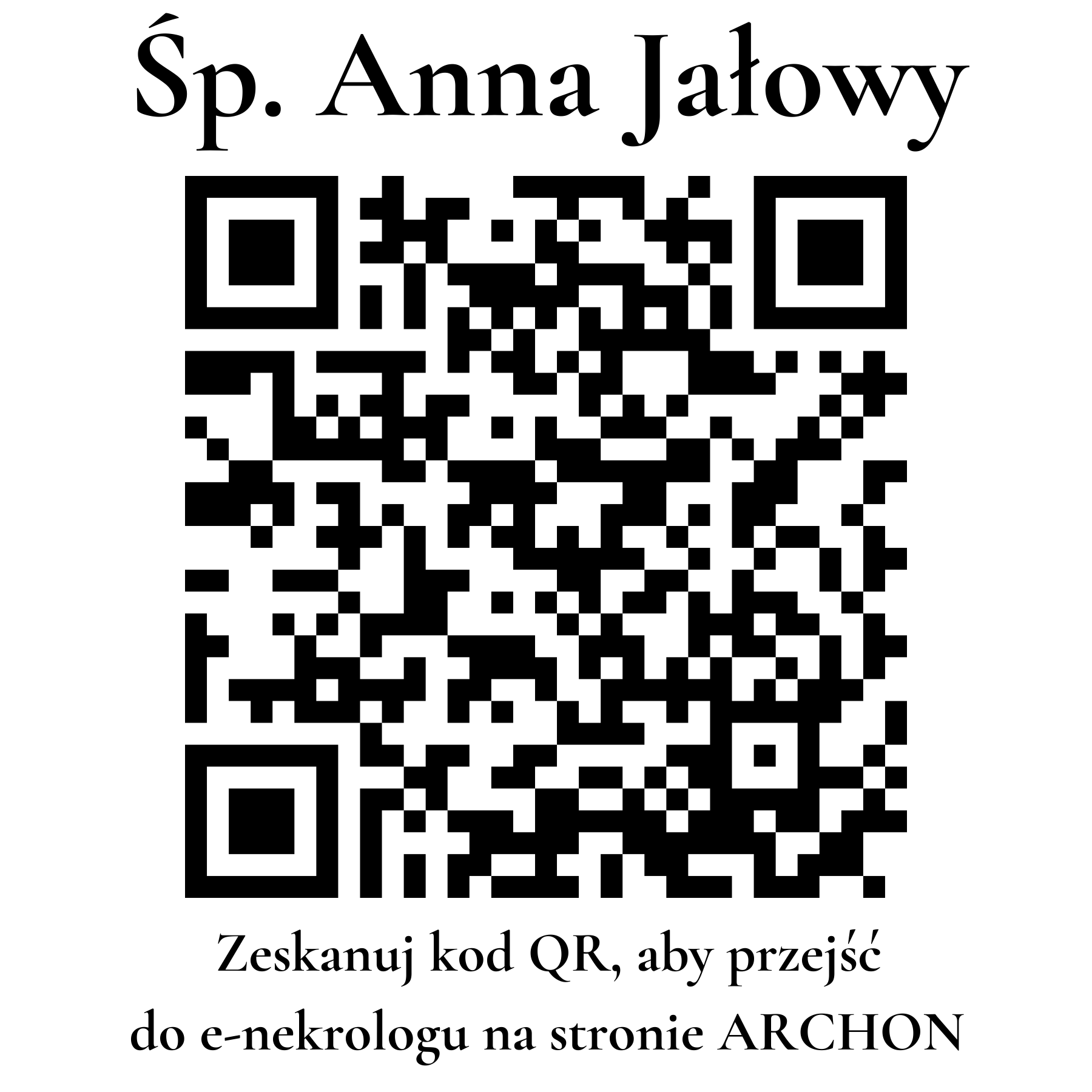 Kod QR do nekrologu Anna Jałowy Kod QR do nekrologu Anna Jałowy