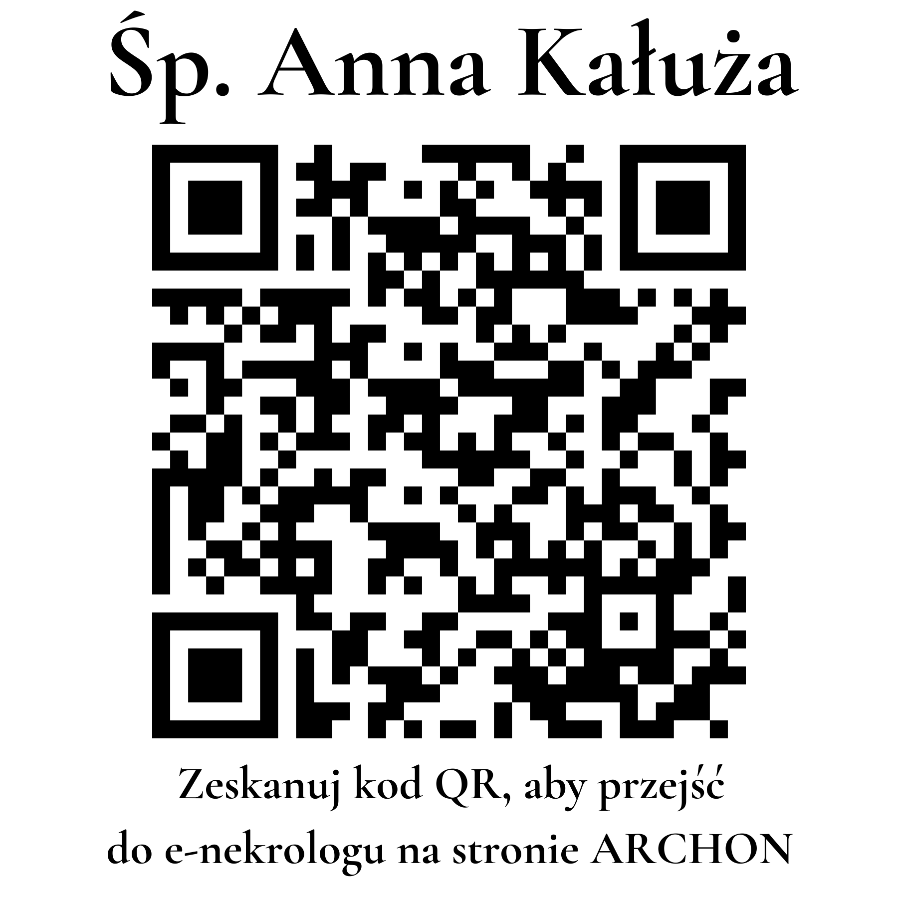 Kod QR do nekrologu Anna Kałuża