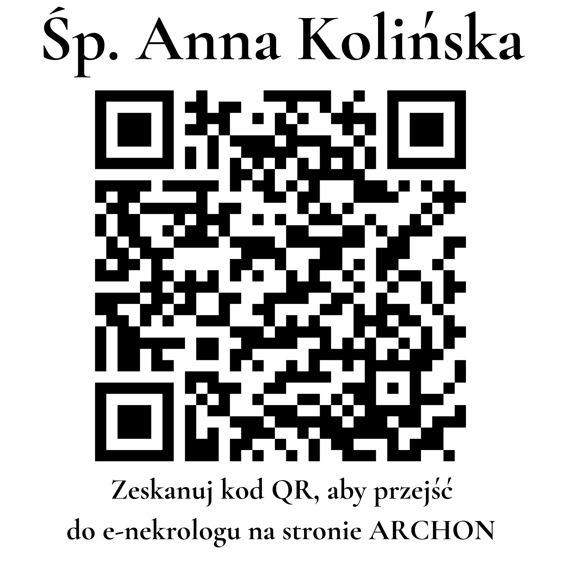 Kod QR do nekrologu Anna Kolińska Kod QR do nekrologu Anna Kolińska