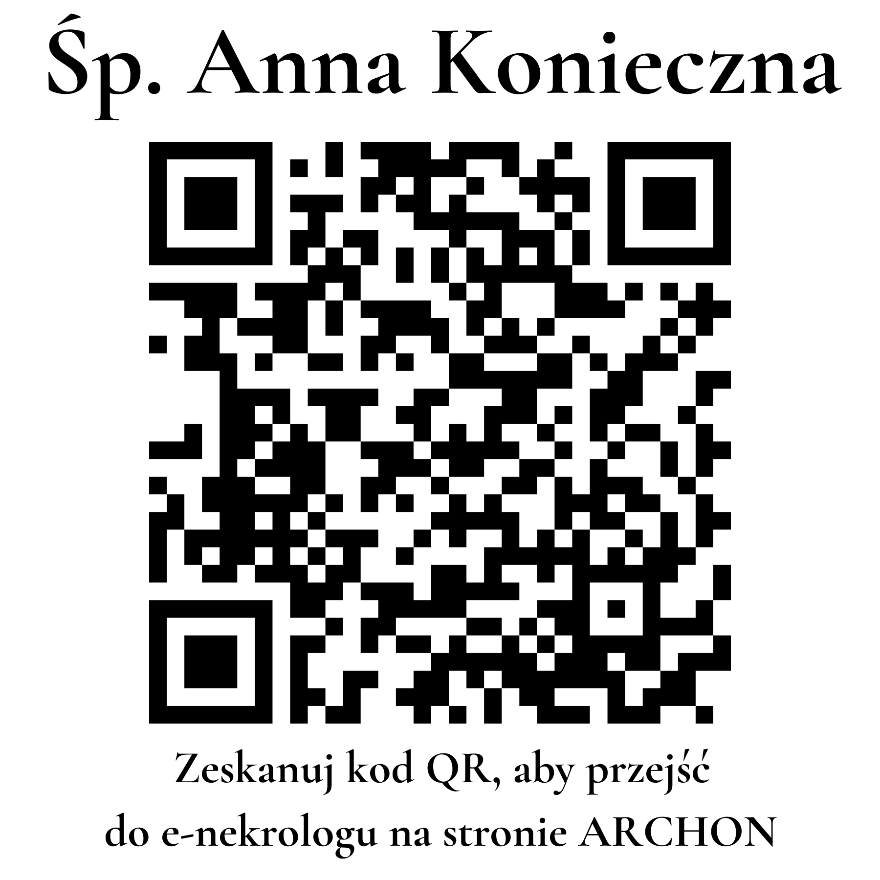 Kod QR do nekrologu Anna Konieczna
