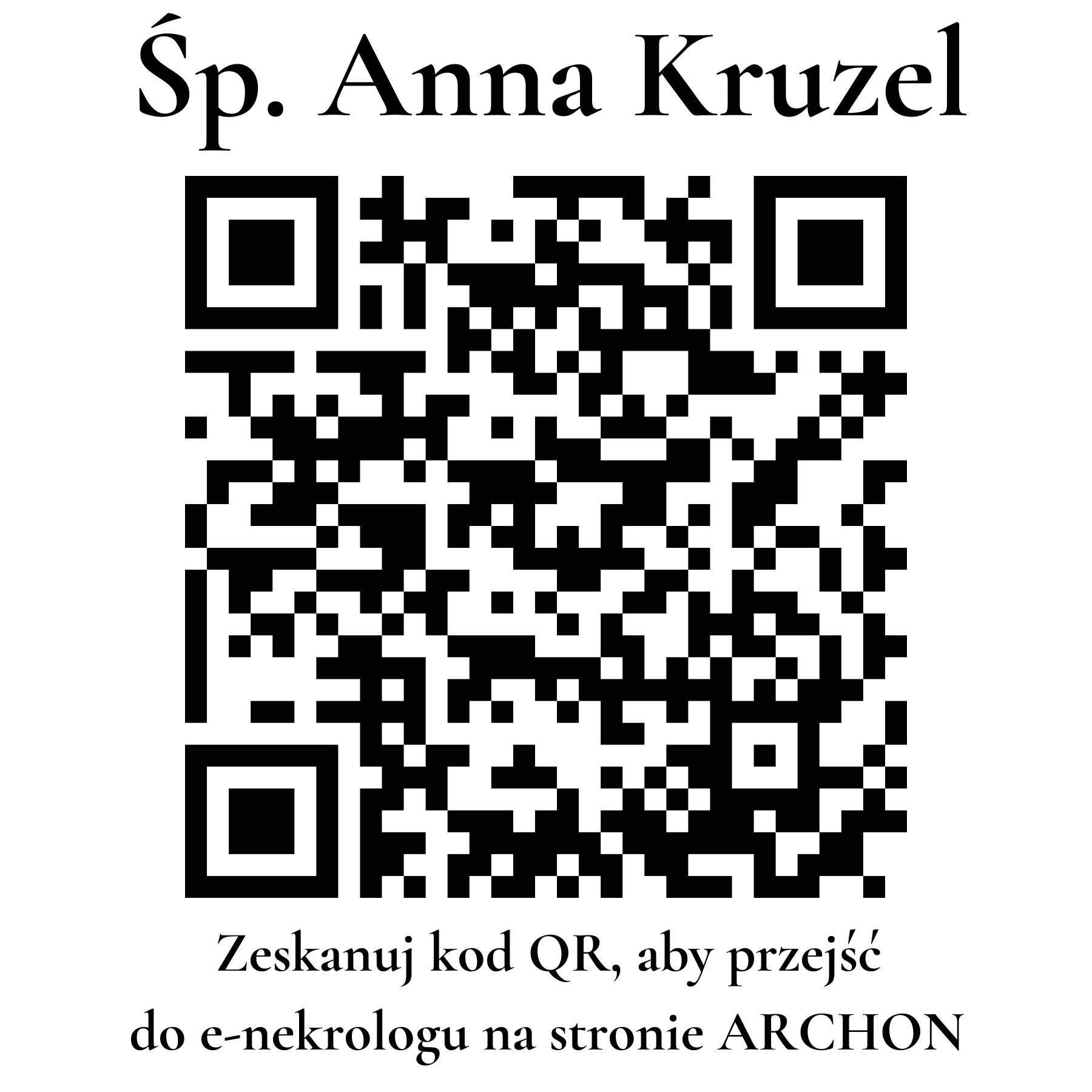 Kod QR do nekrologu Anna Kruzel