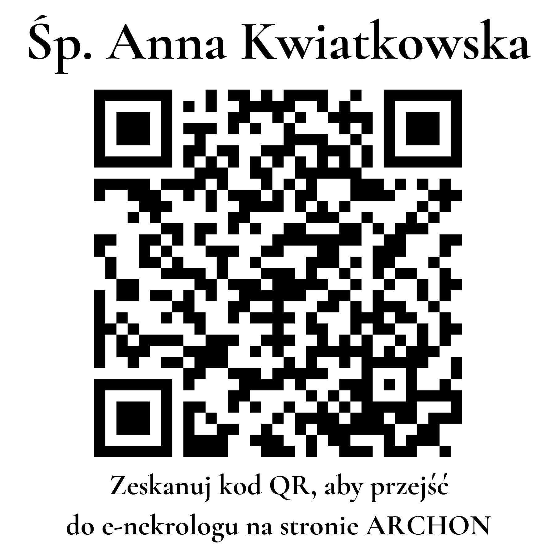 Kod QR do nekrologu Anna Kwiatkowska