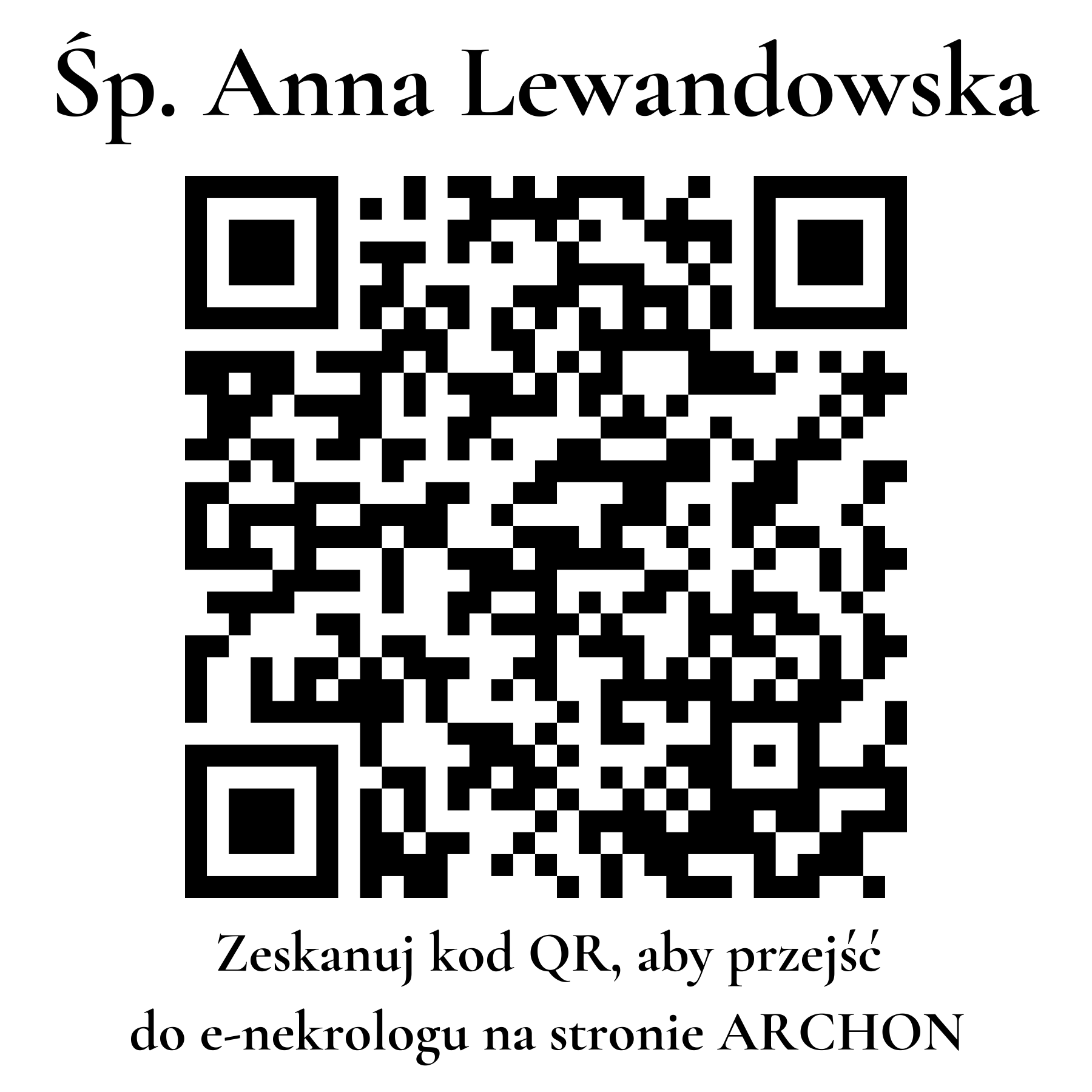 Kod QR do nekrologu Anna Lewandowska Kod QR do nekrologu Anna Lewandowska