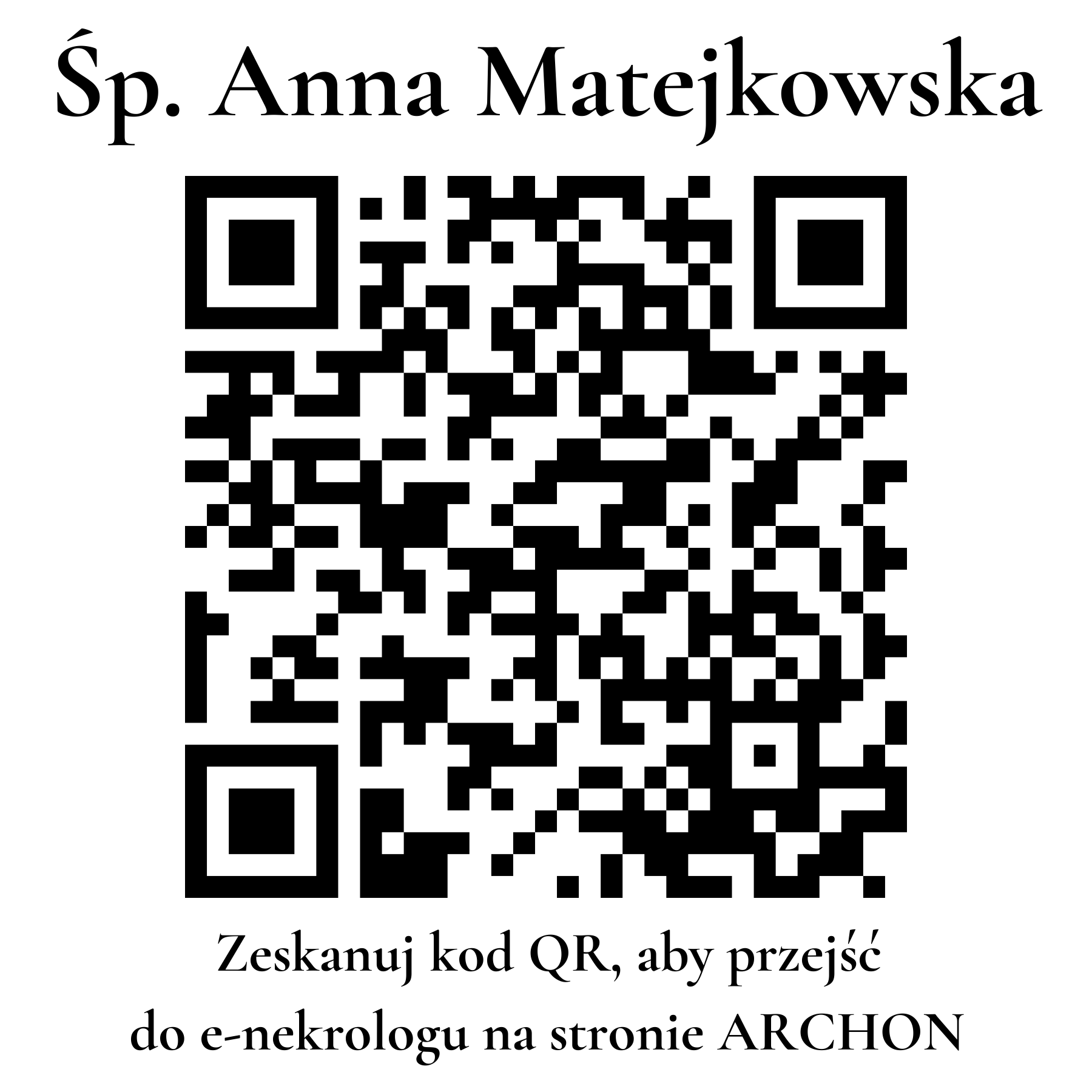 Kod QR do nekrologu Anna Matejkowska