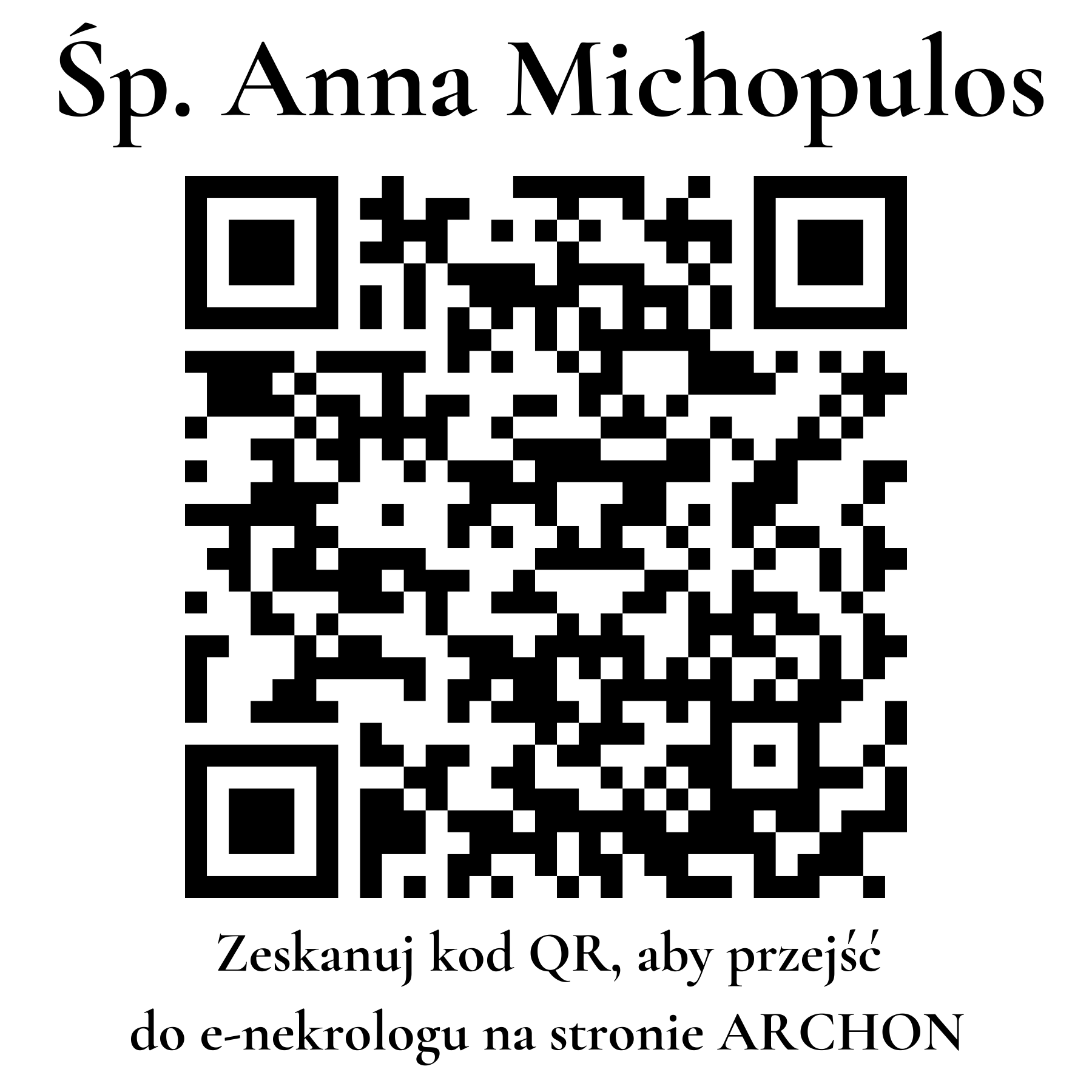 Kod QR do nekrologu Anna Michopulos