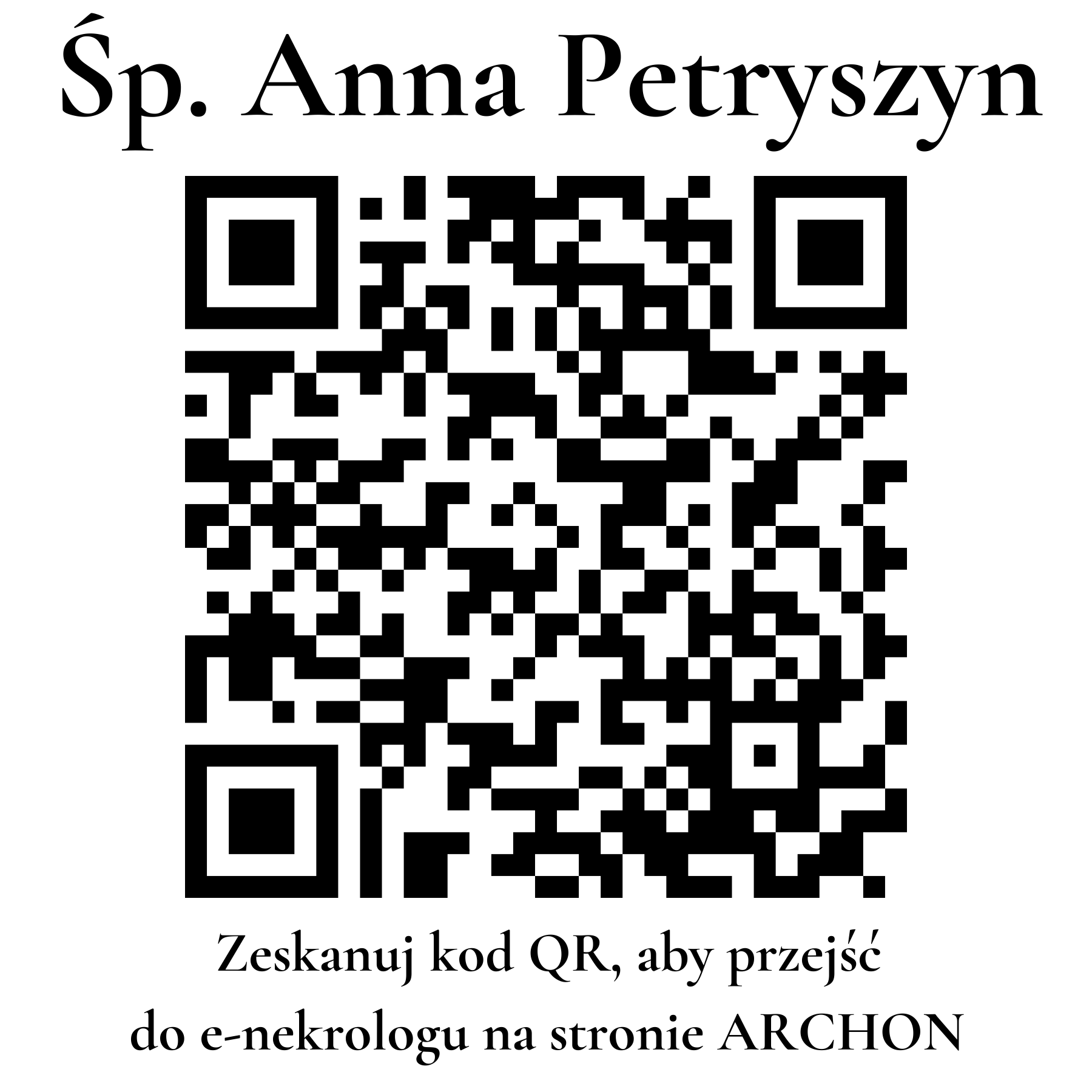 Kod QR do nekrologu Anna Petryszyn Kod QR do nekrologu Anna Petryszyn
