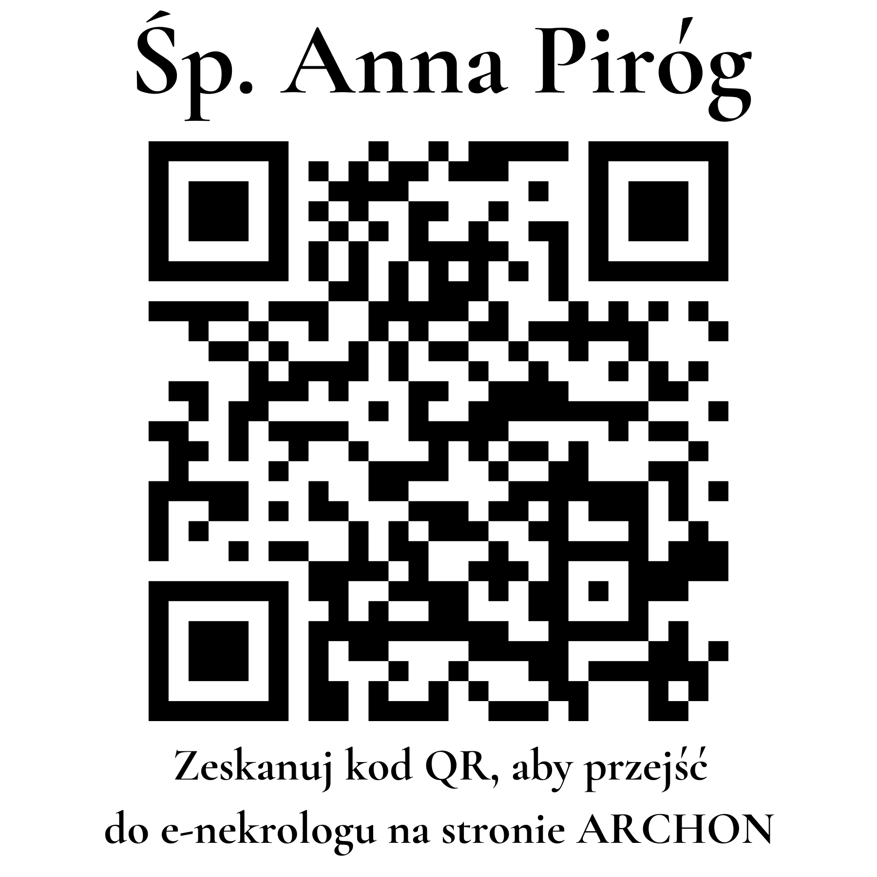 Kod QR do nekrologu Anna Piróg